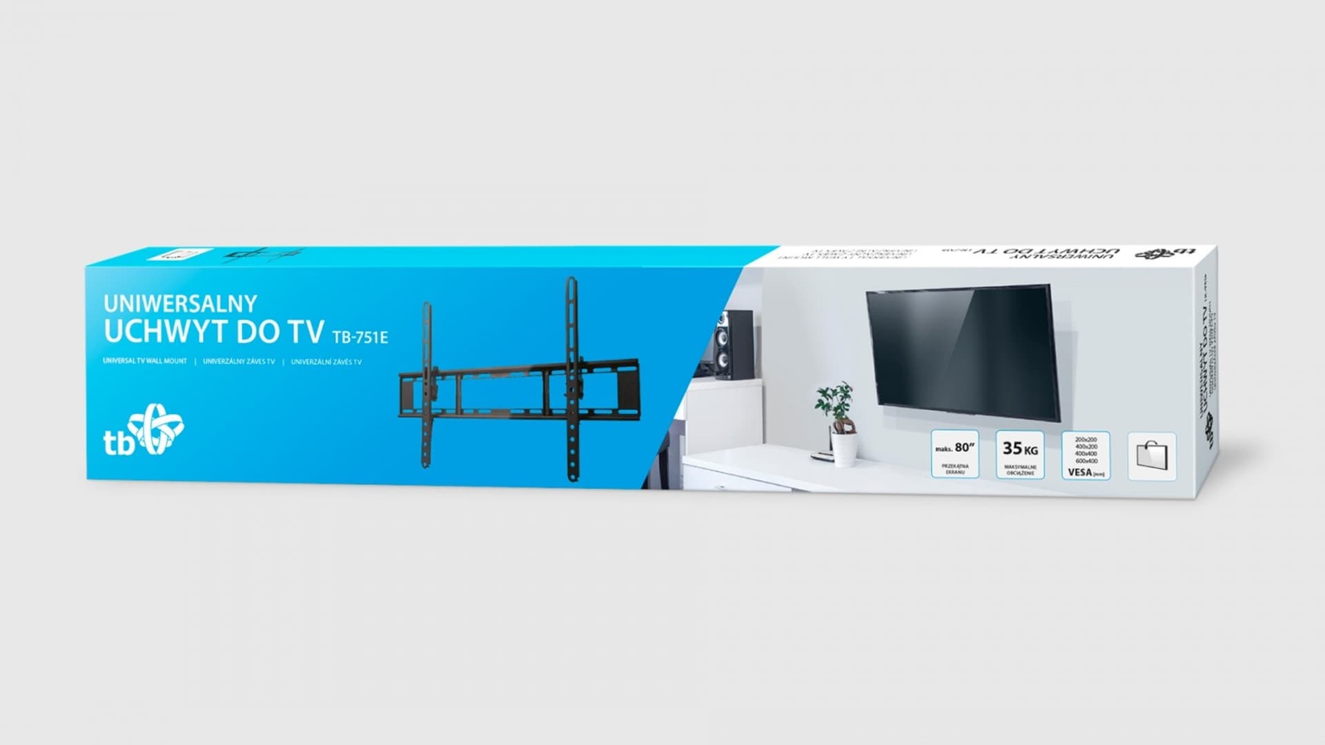 

Uchwyt TV TB-751E do telewizora do 80 cali 35kg max VESA 600x400