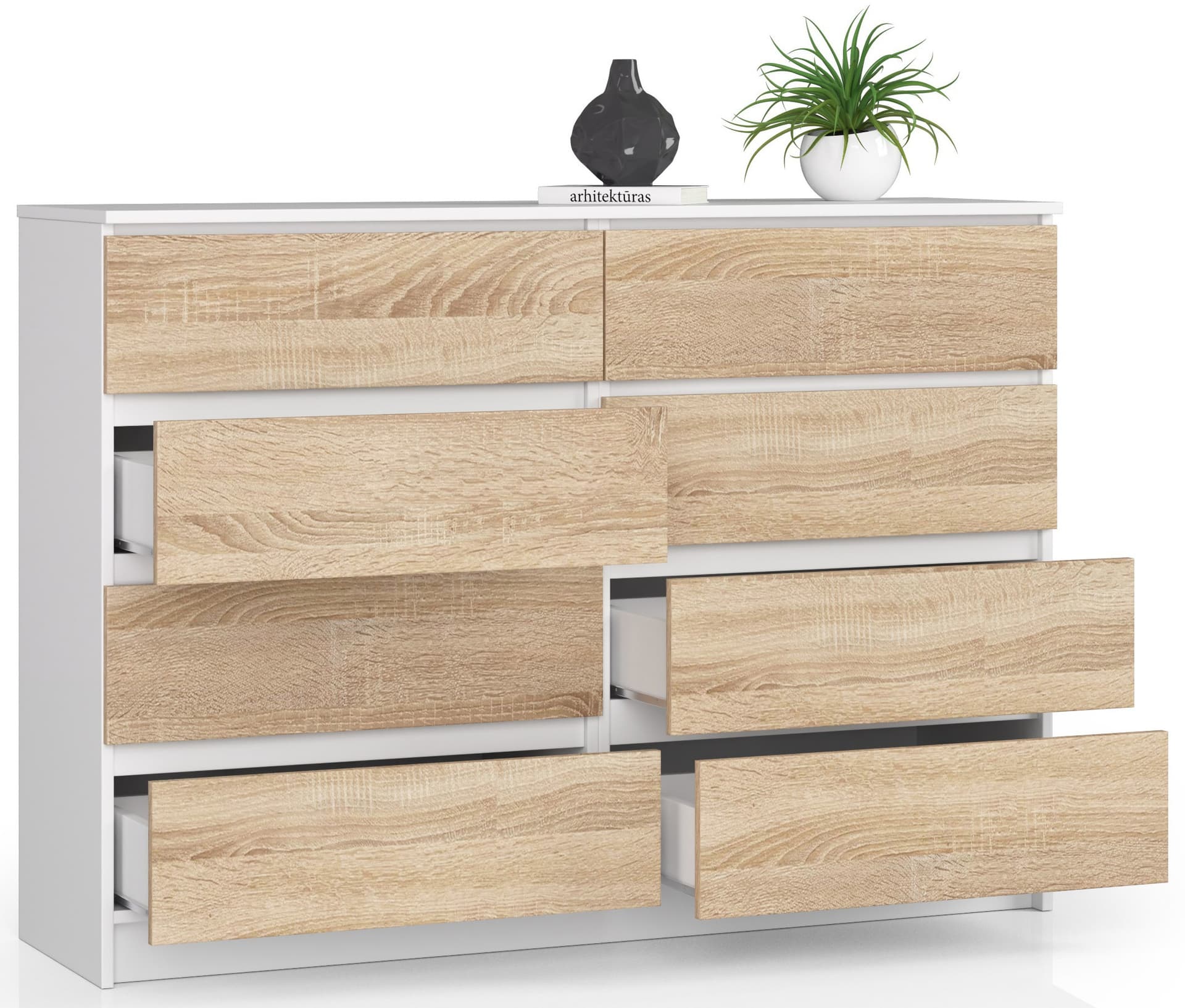 

KOMODA K140 8SZ CLP BIAŁY / SONOMA