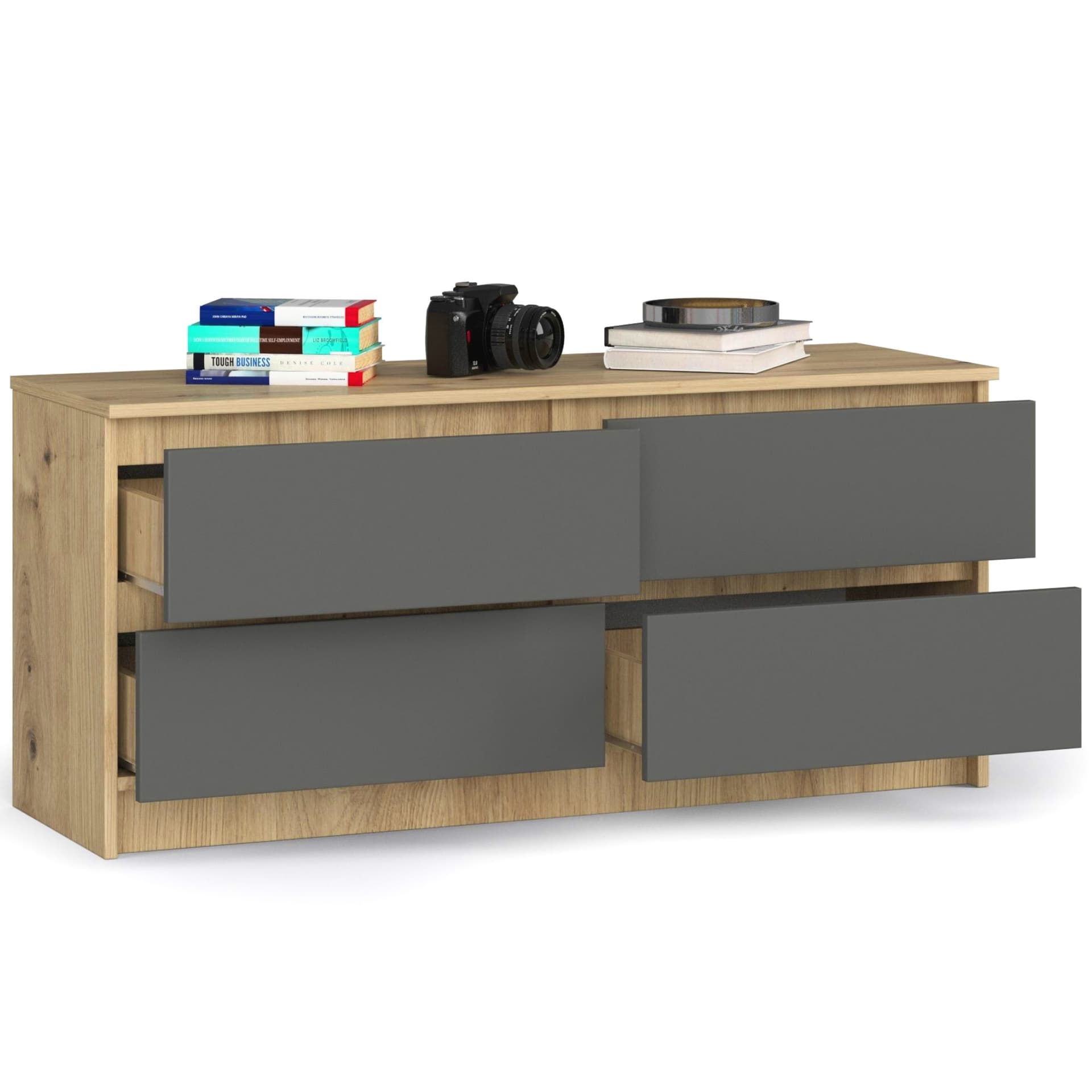 

KOMODA K120 4SZ CLP DĄB ARTISAN / SZARY