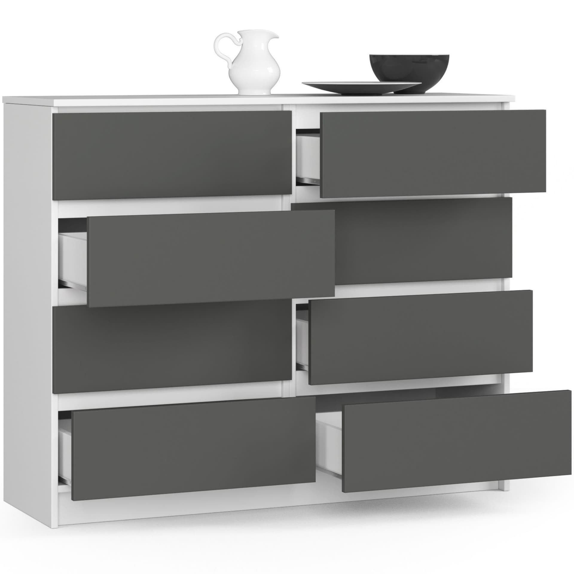 

KOMODA K120 8SZ CLP BIAŁY / SZARY