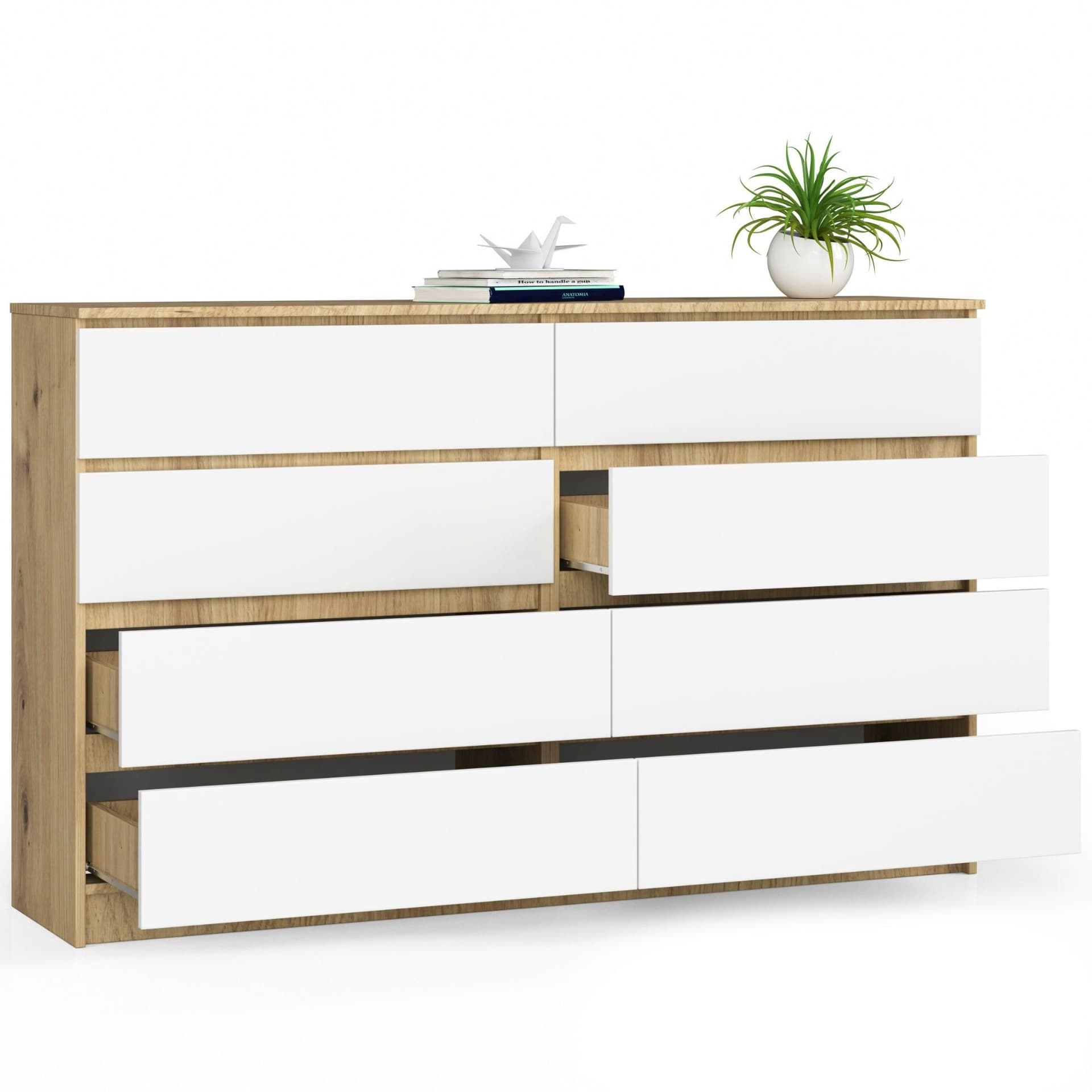 

KOMODA K160 8SZ CLP DĄB ARTISAN / BIAŁY
