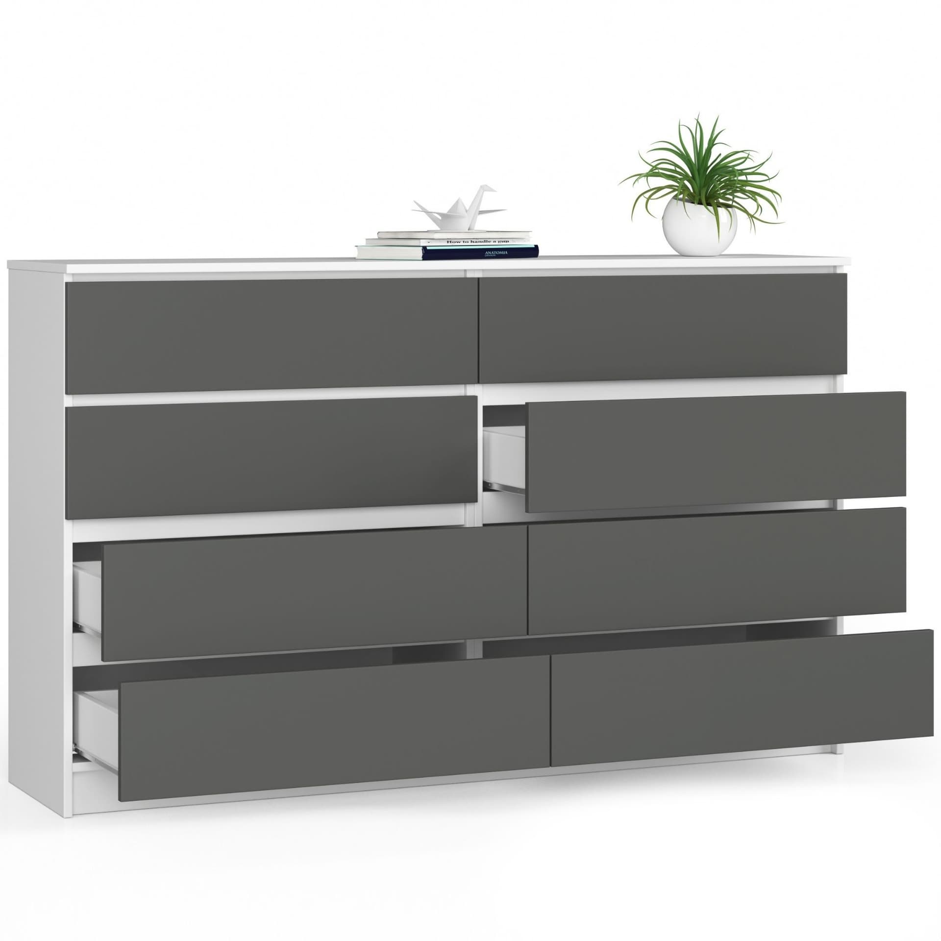 

KOMODA K160 8SZ CLP BIAŁA / SZARY