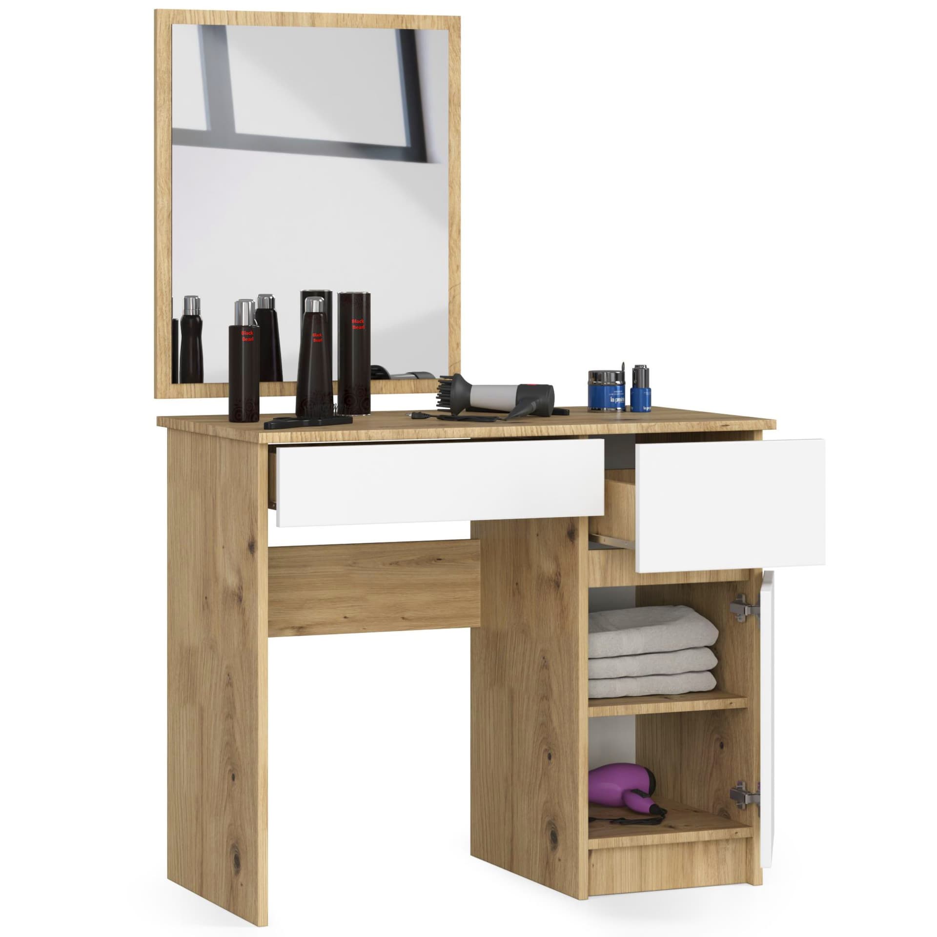 

Toaletka z lustrem CLP P-2/SL PRAWA DĄB ARTISAN / BIAŁA