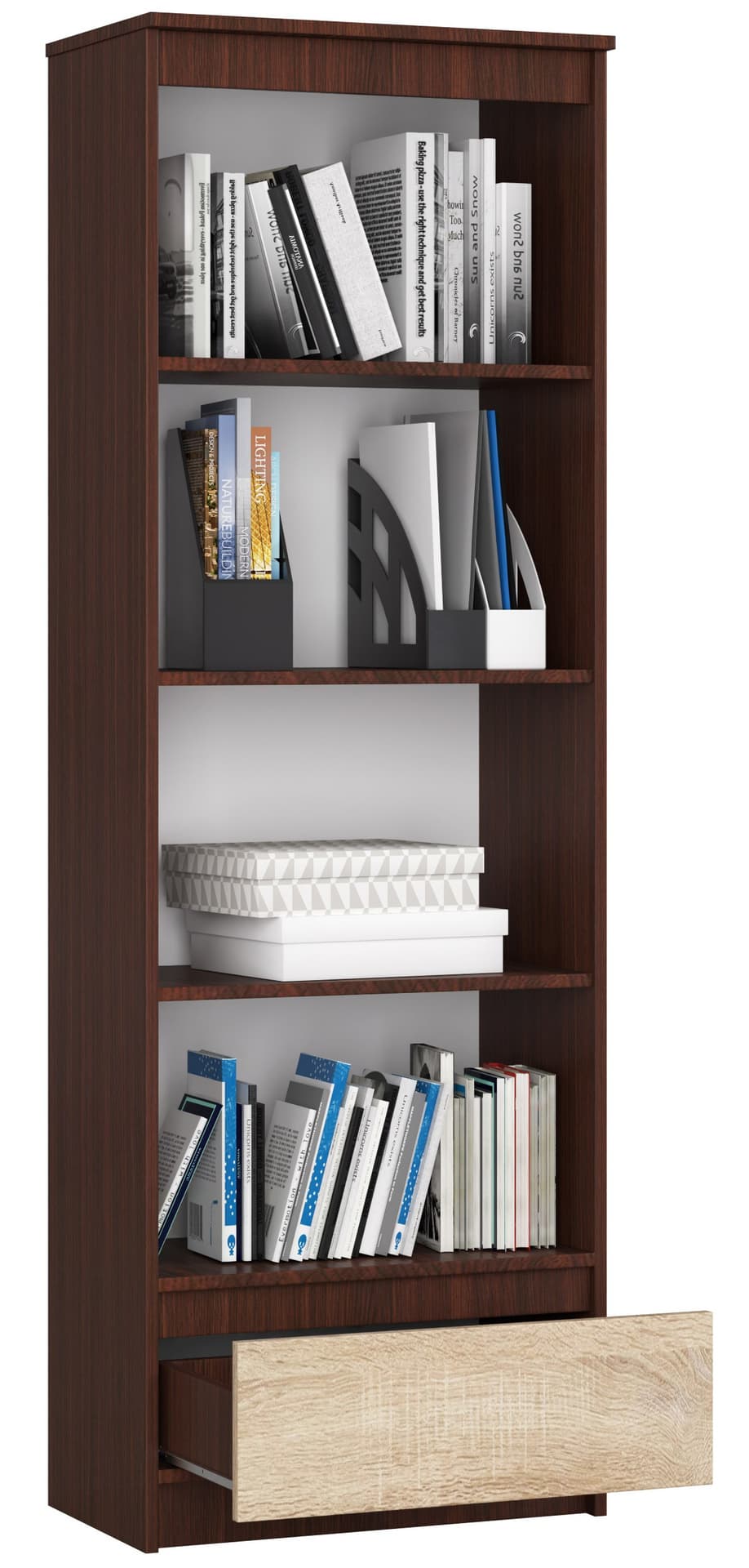 

REGAŁ R 60 cm CLP 1 SZUFLADA 4 PÓŁKI WENGE / SONOMA