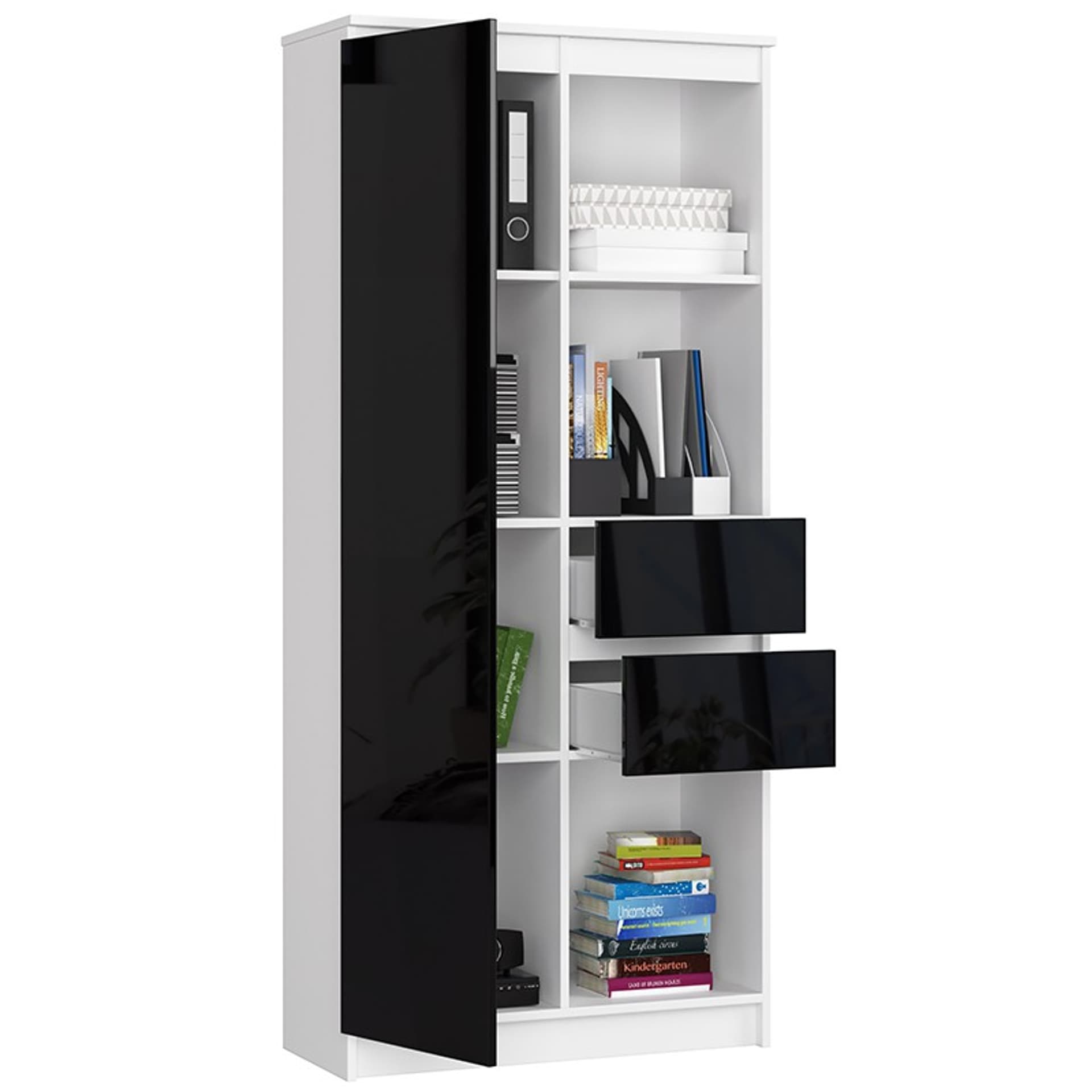 

REGAŁ BIUROWY R 80 cm CLP R15 BIAŁY / CZARNY POŁYSK