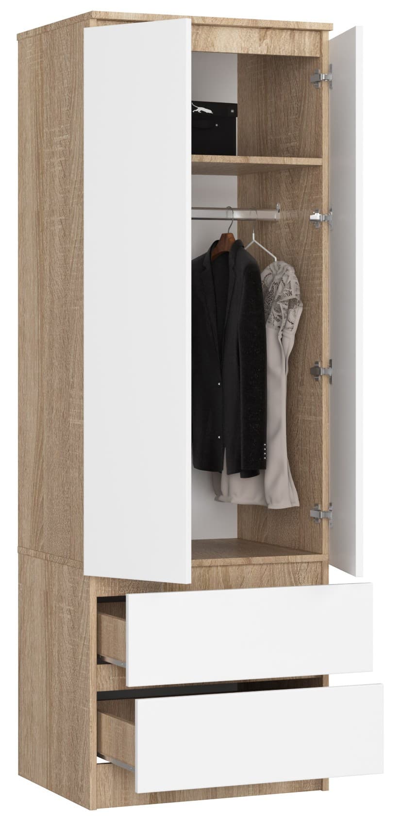 

SZAFA STAR S 60 cm 2 DRZWI 2 SZUFLADY SONOMA / BIAŁA