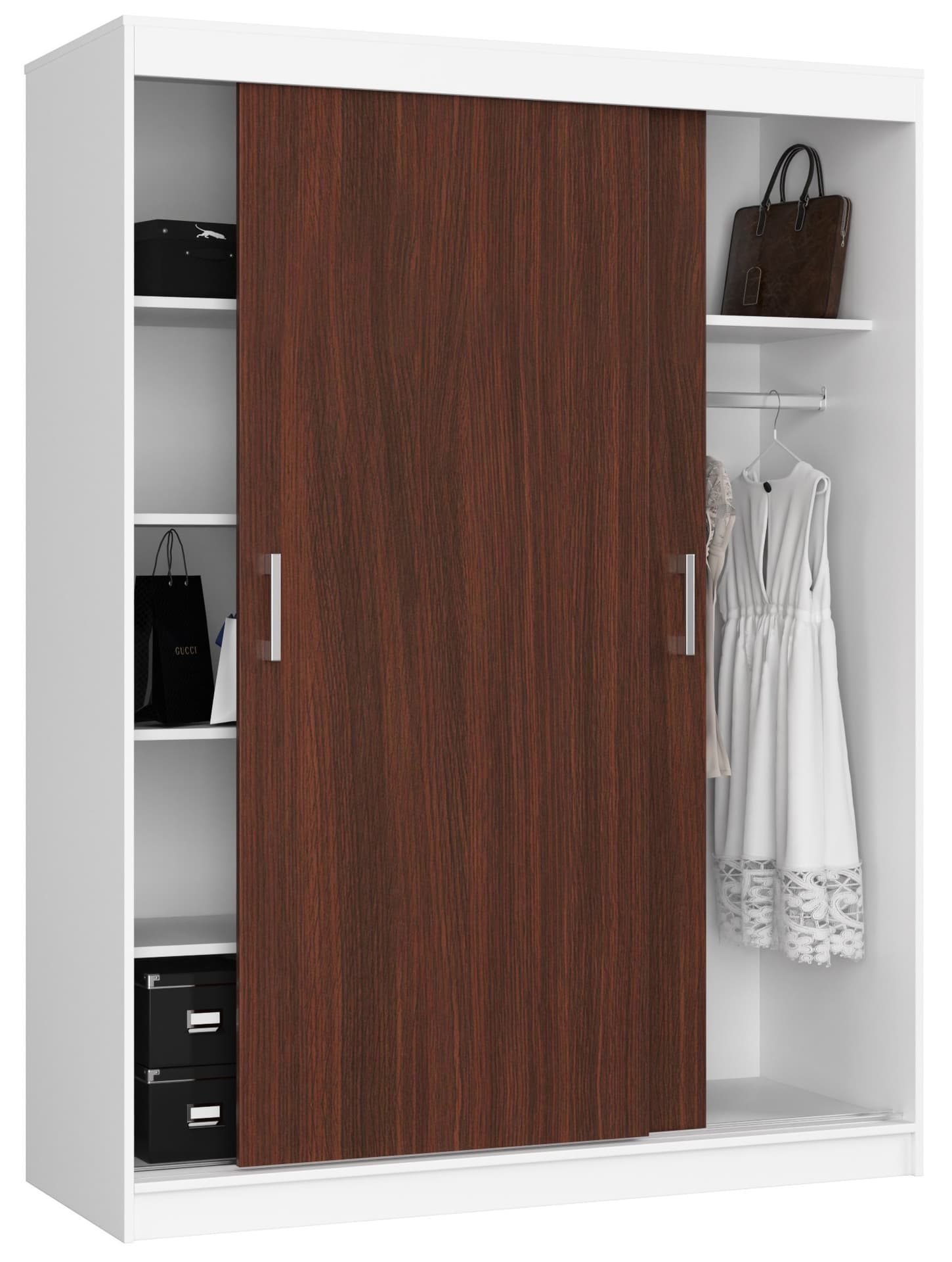 

SZAFA PRZESUWNA 150 cm CLP MONO BIAŁA/WENGE