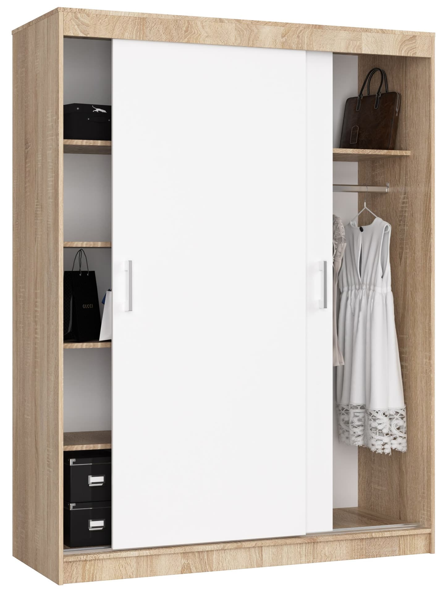 

SZAFA PRZESUWNA 150 cm CLP MONO SONOMA/BIAŁA