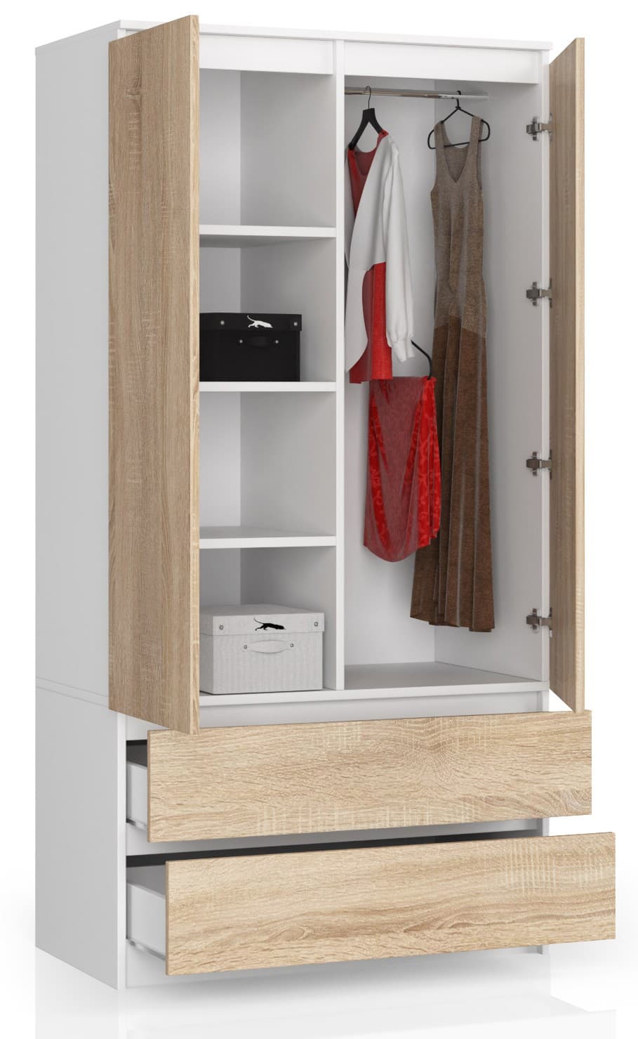 

SZAFA S90 2D 2SZ CLP BIAŁY / SONOMA