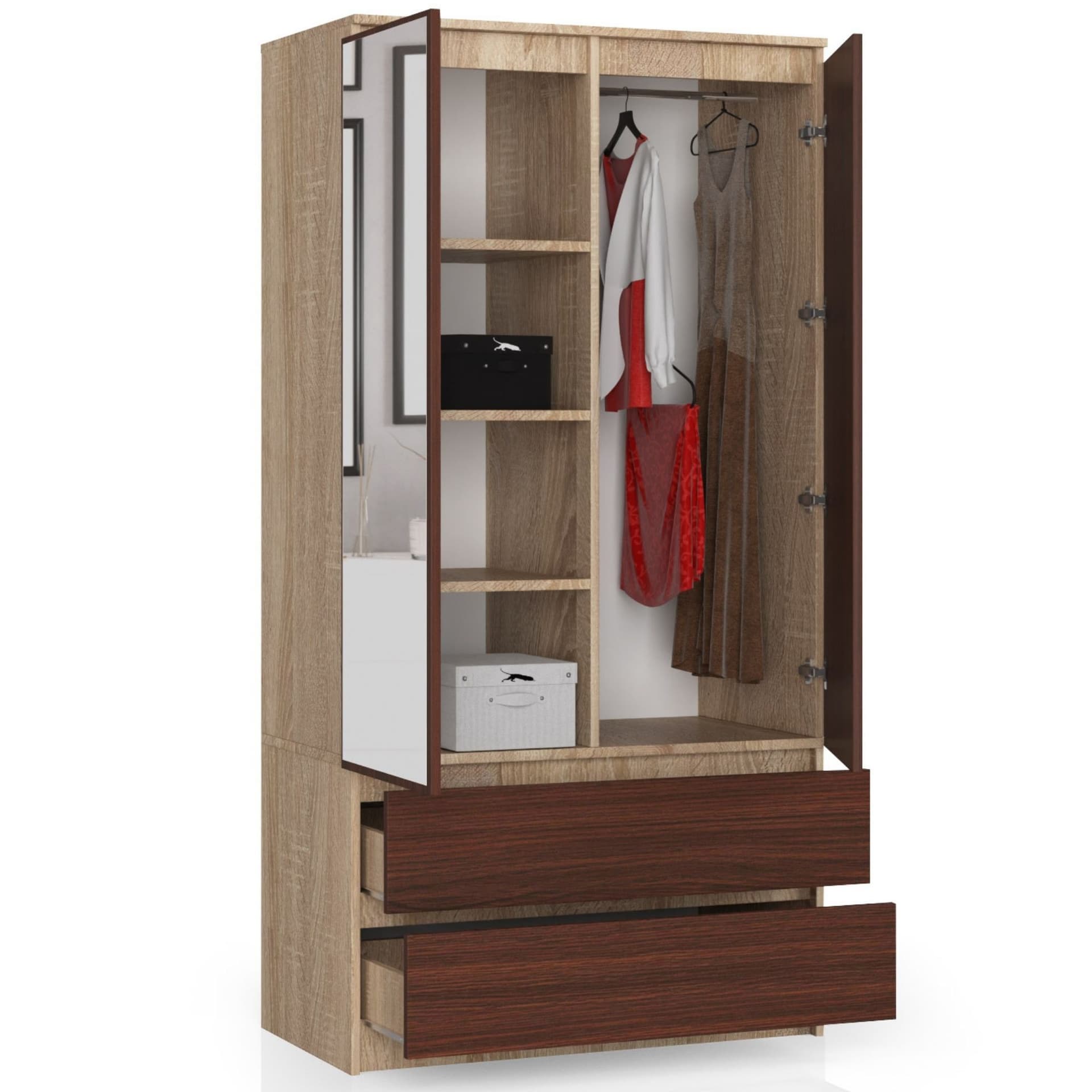 

SZAFA S90 2D 2SZ 2 LUSTRO CLP SONOMA / WENGE