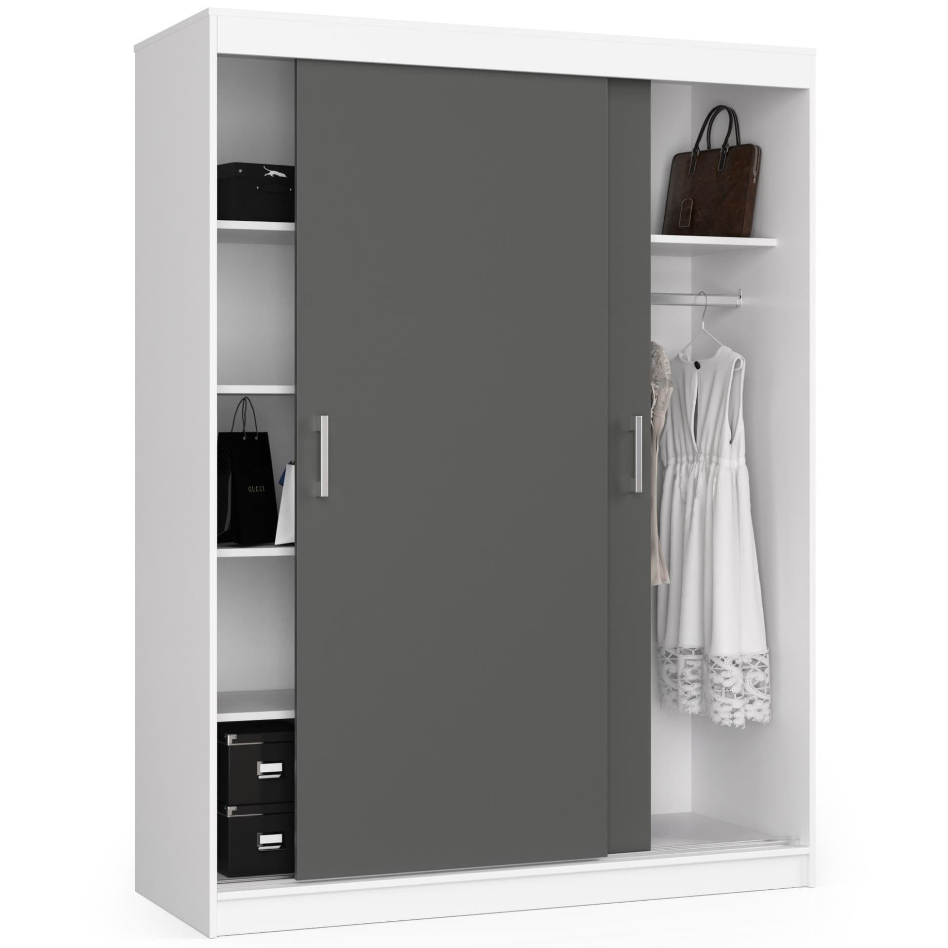 

SZAFA PRZESUWNA 150cm CLP BIAŁA / SZARA MONO
