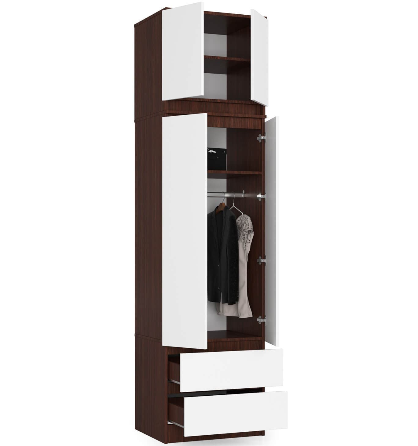 

Szafa z nadstawką do sypialni 60 cm STAR - wenge-biała