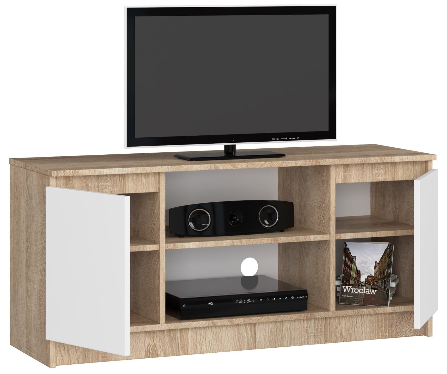 

SZAFKA RTV 120 cm 2D 1P SONOMA / BIAŁA