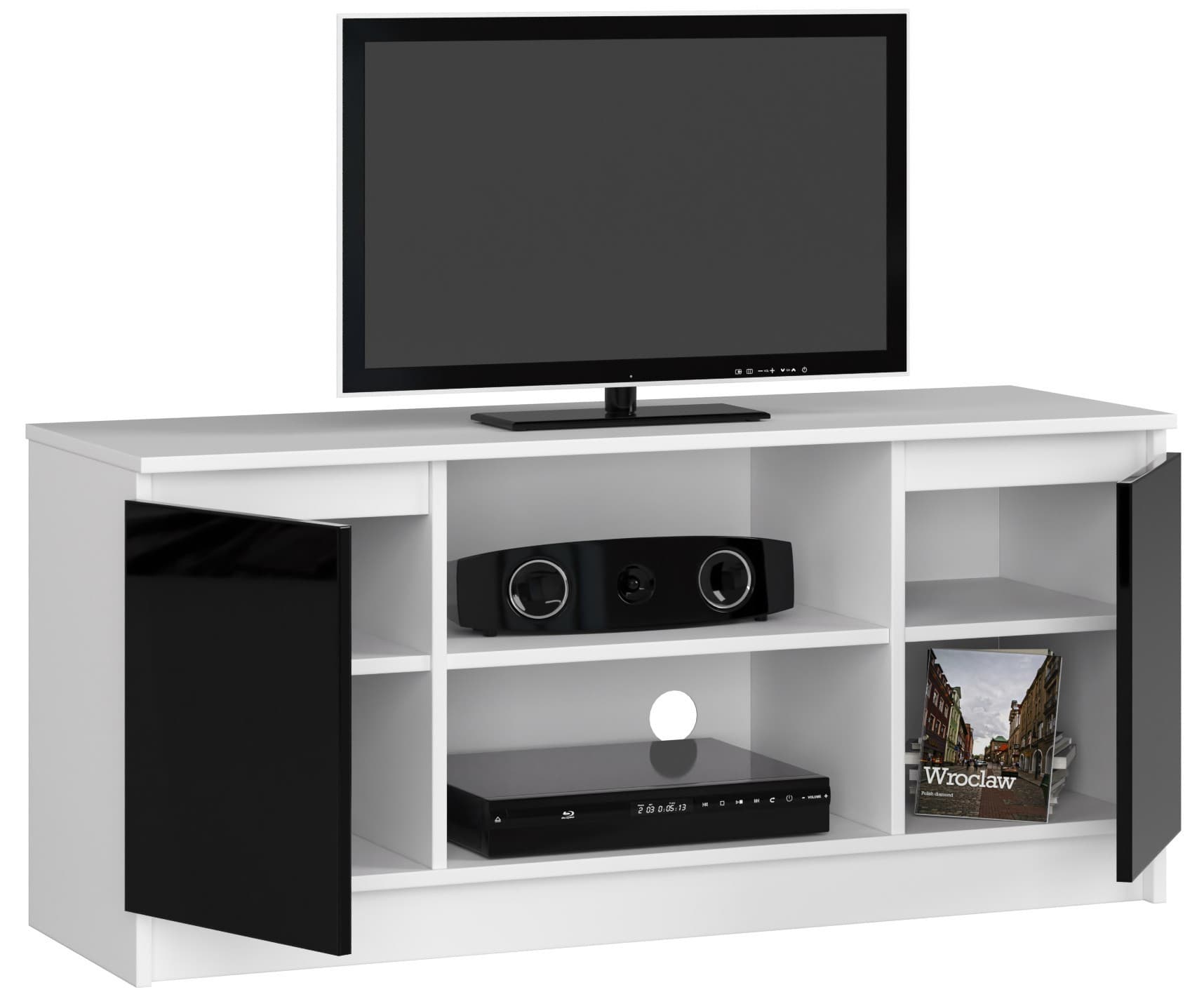 

SZAFKA RTV 120 cm 2D 1P CZARNY AKRYL WYSOKI POŁYSK