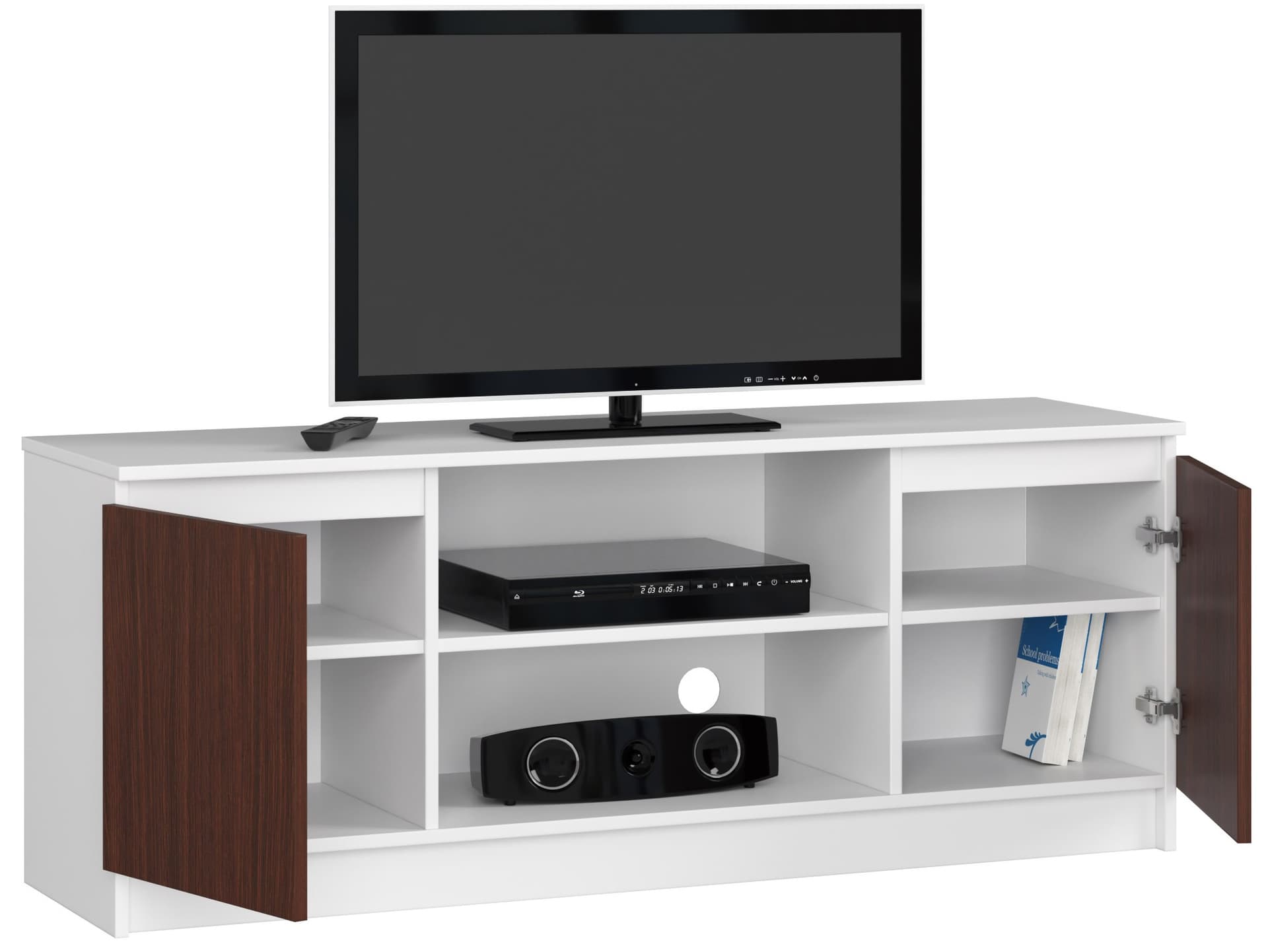 

SZAFKA RTV 140 cm 2D 1P BIAŁA / WENGE