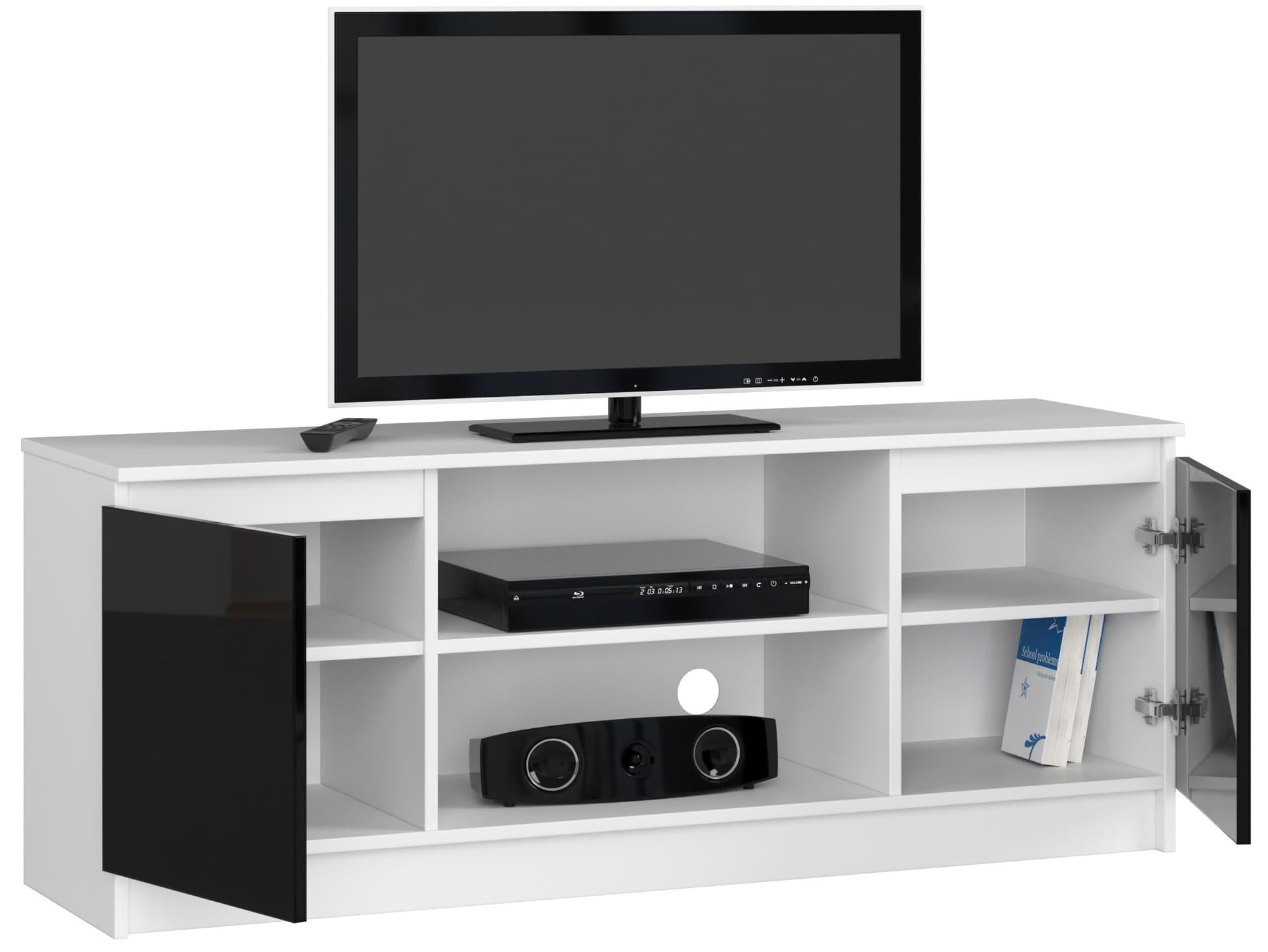 

SZAFKA RTV 140 cm 2D 1P BIAŁA / CZARNY POŁYSK