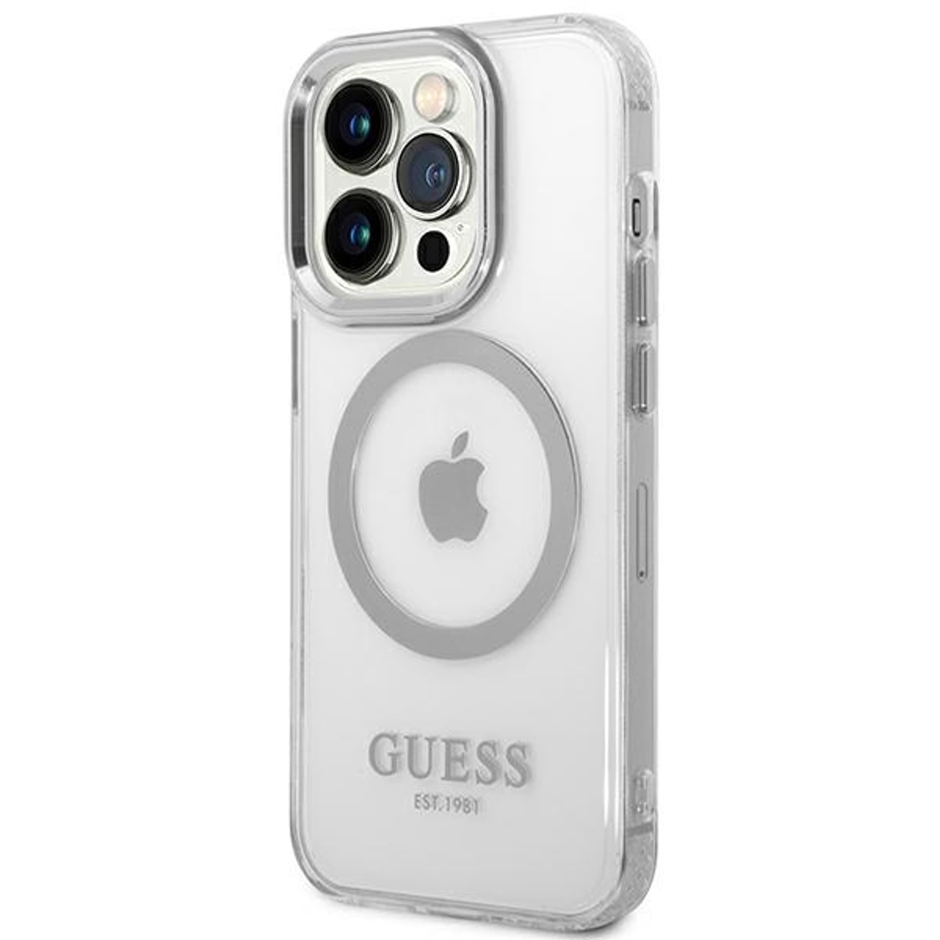 

Guess GUHMP14XHTRMS iPhone 14 Pro Max 6,7" srebrny/silver hard case Metal Outline Magsafe