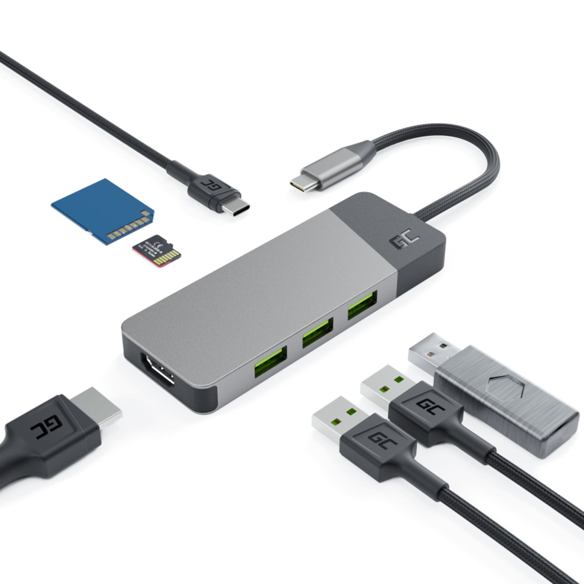 

Green Cell - Stacja dokująca HUB USB-C HDMI 4K DEX SD & MicroSD card slot USB 3.1