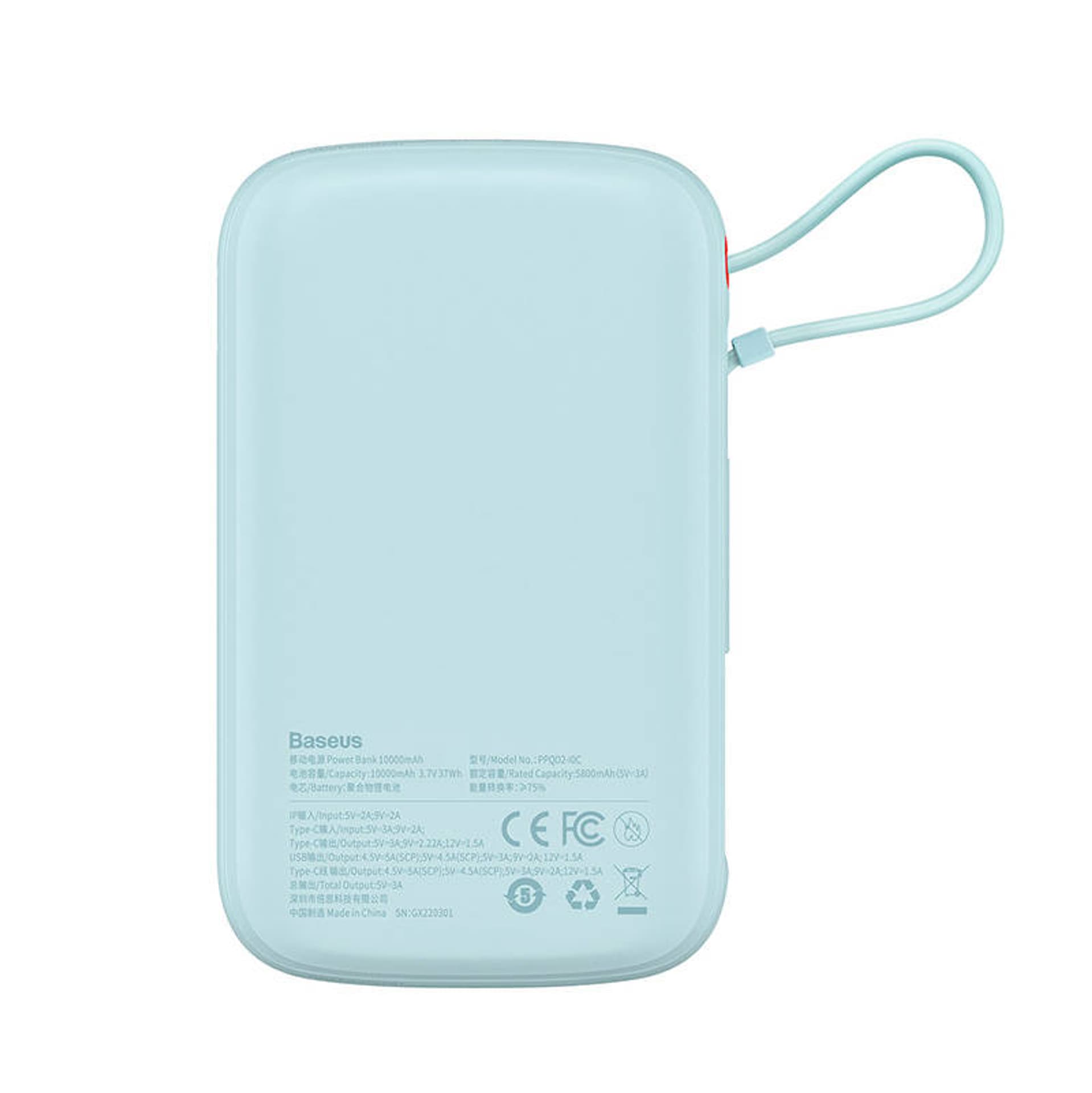 

Powerbank Baseus Qpow Pro z kablem USB-C, USB-C, USB, 10000mAh, 22.5W (niebieski)