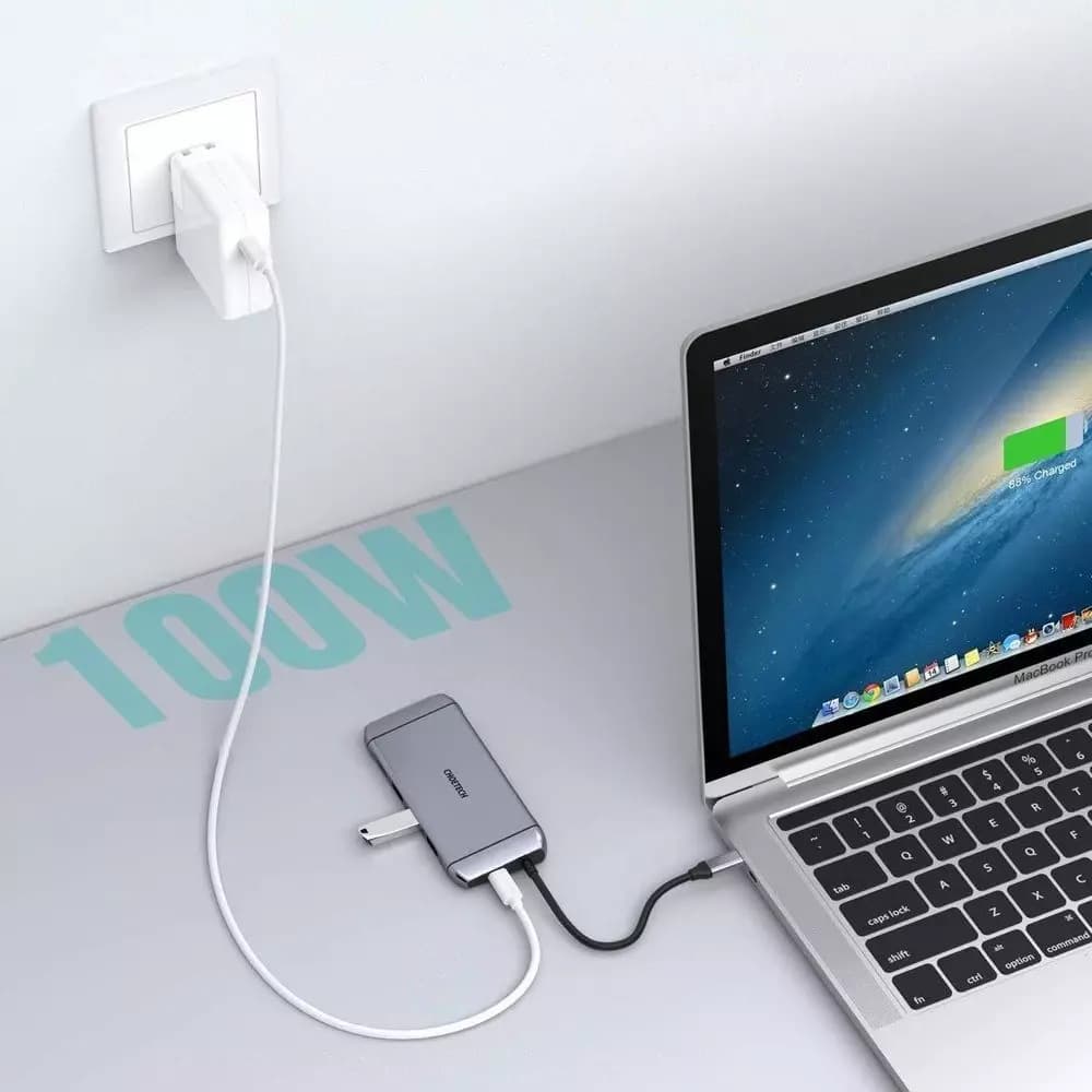 

Choetech 9w1 wielofunkcyjny HUB USB Typ C - 3x USB 3.2 Gen 1 / czytnik kart SD i TF / HDMI 4K 30Hz / VGA Full HD 60Hz / USB Typ C / RJ45 szary (HUB-M15 gray)