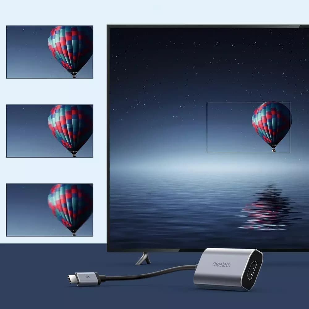 

Choetech jednokierunkowy kabel adapter przejściówka z USB Typ C (meski) na HDMI (żeński) 8K 60Hz szary (HUB-H16)
