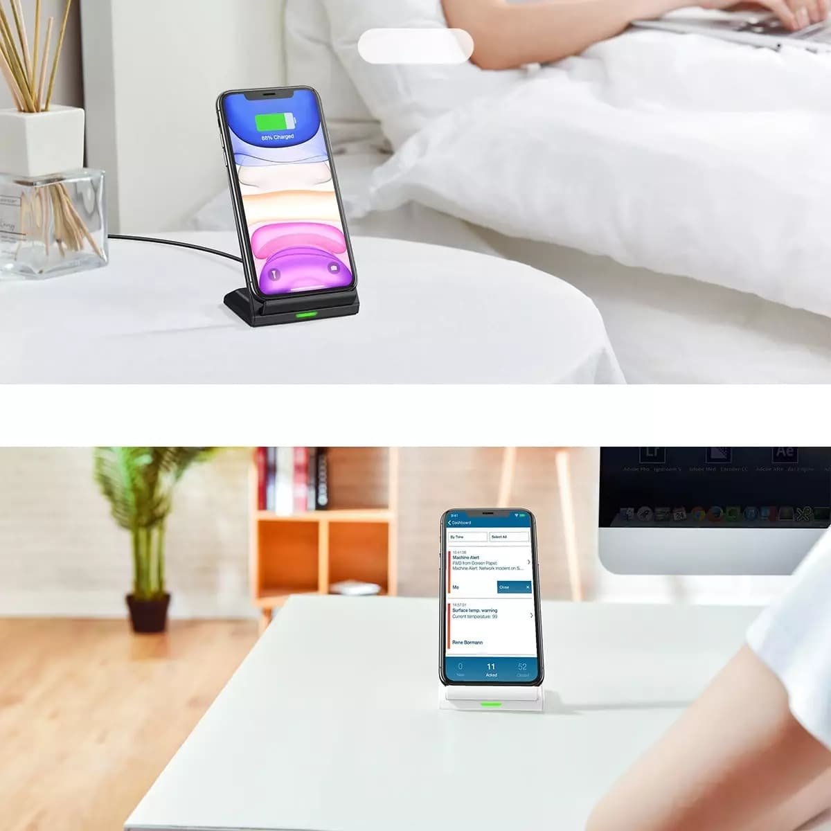 

Choetech zestaw 2 x ładowarka bezprzewodowa Qi stojak podstawka 10W czarny biały (T524-S)