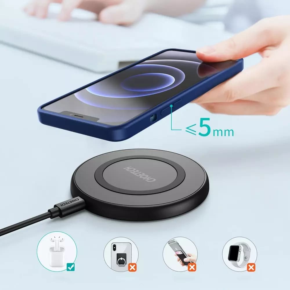 

Choetech ładowarka bezprzewodowa Qi 10W + kabel USB - micro USB czarny (T526-S)