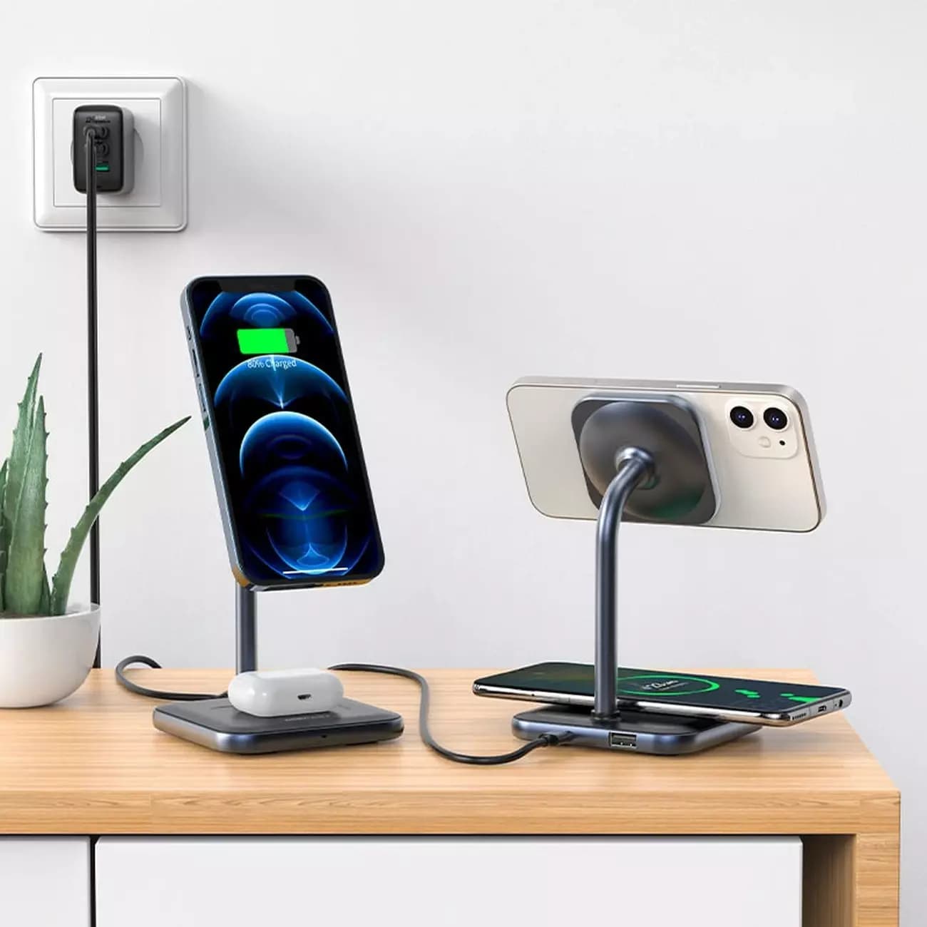 

Acefast bezprzewodowa ładowarka Qi 15W do iPhone (z MagSafe) i Apple AirPods stojak podstawka uchwyt magnetyczny czarny (E1 black)