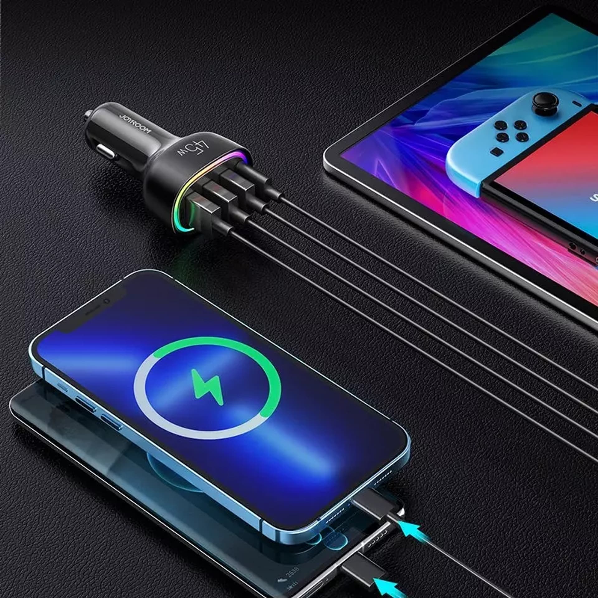 

Joyroom 4-portowa ładowarka samochodowa 45W czarny (JR-CL09)