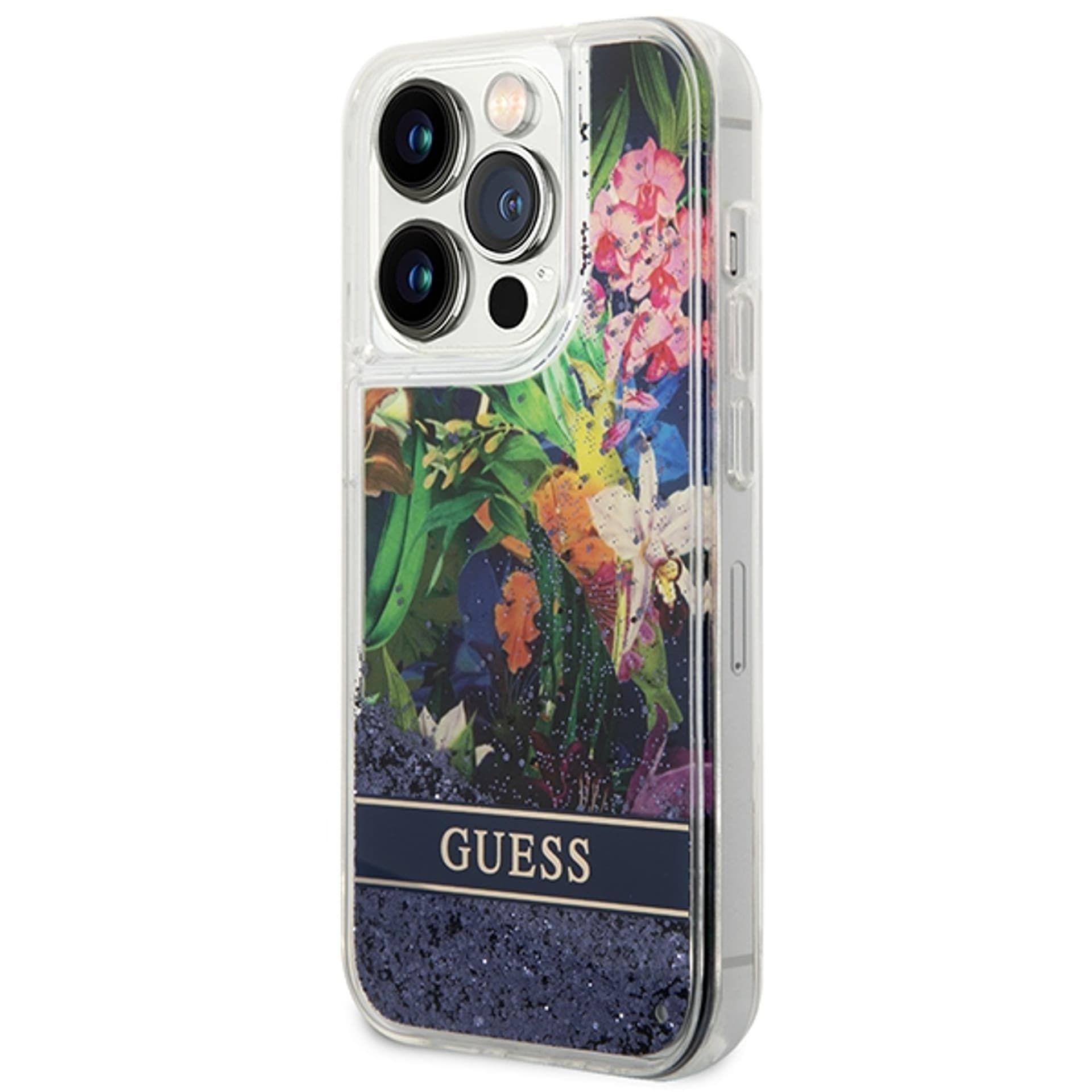 

Guess GUHCP14XLFLSB iPhone 14 Pro Max 6,7" niebieski/blue hardcase Flower Liquid Glitter