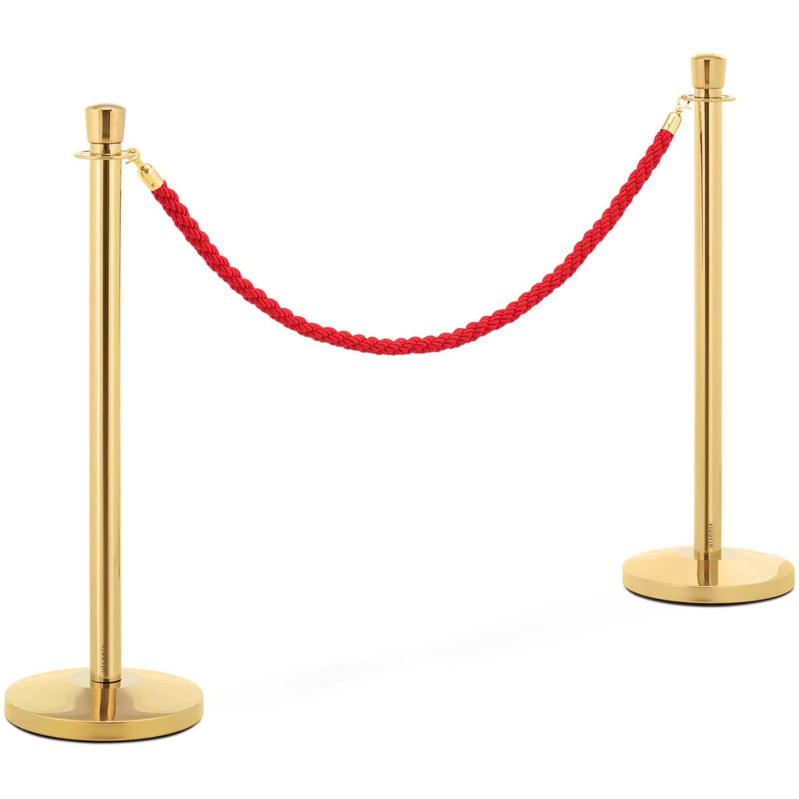 

Słupek odgradzający hotelowy złoty z czerwoną liną 150 cm - 2 szt.