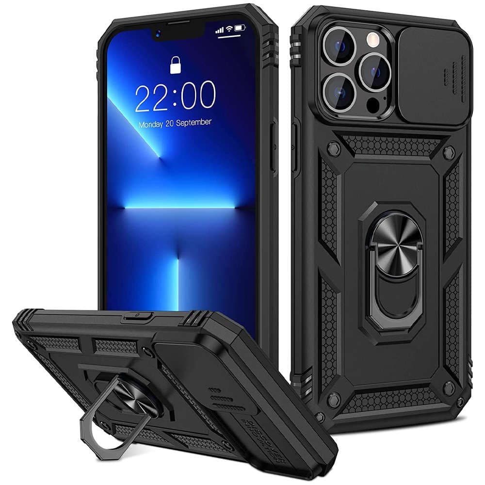 

Etui Pancerne do Apple iPhone 13 Pro Max z osłoną aparatu Alogy Camshield Stand Ring Duty Black