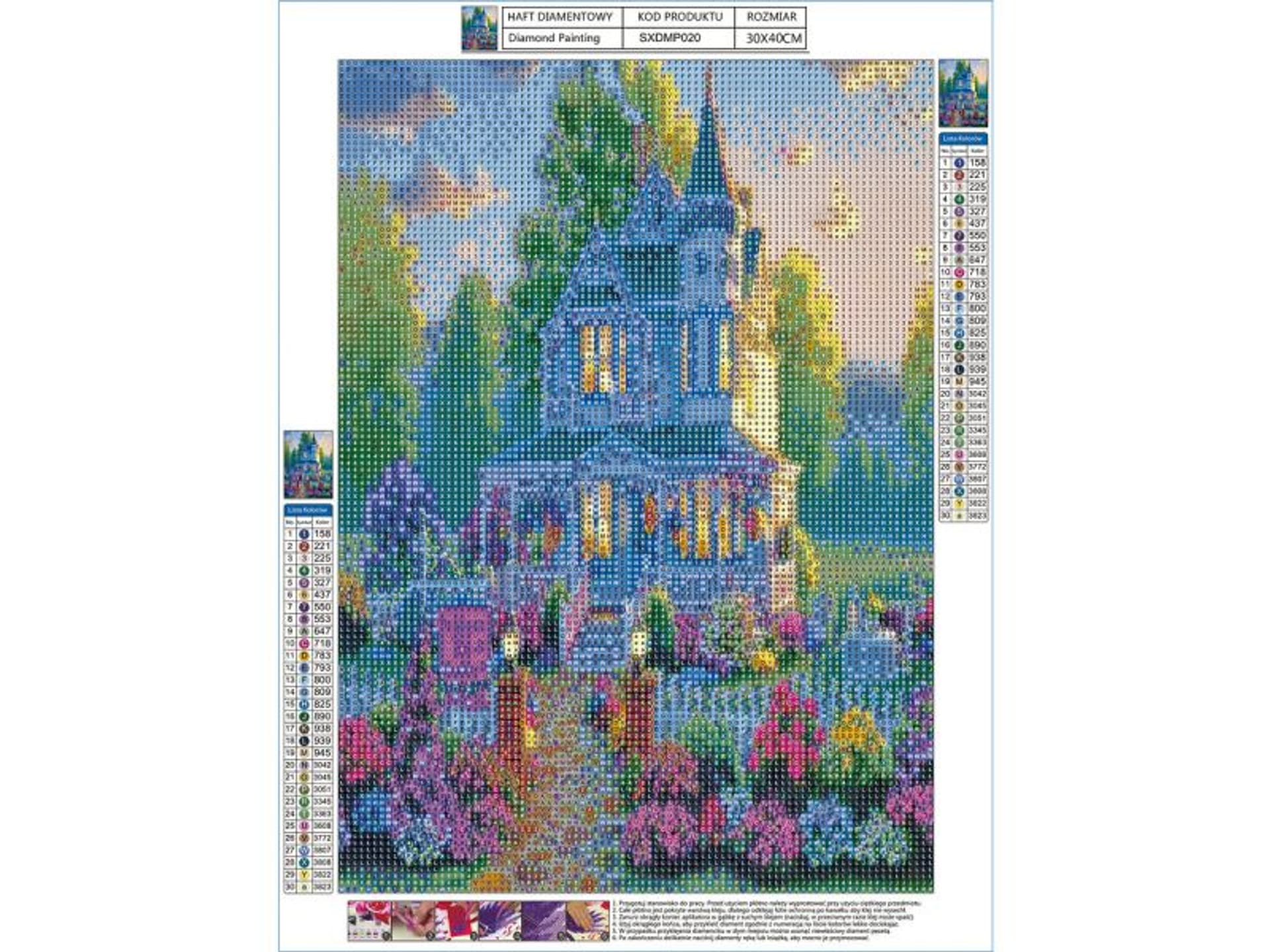 

Haft Diamentowy, Obraz, Mozaika Diamentowa Diamond Painting, WILLA Z OGRODEM 30x40cm
