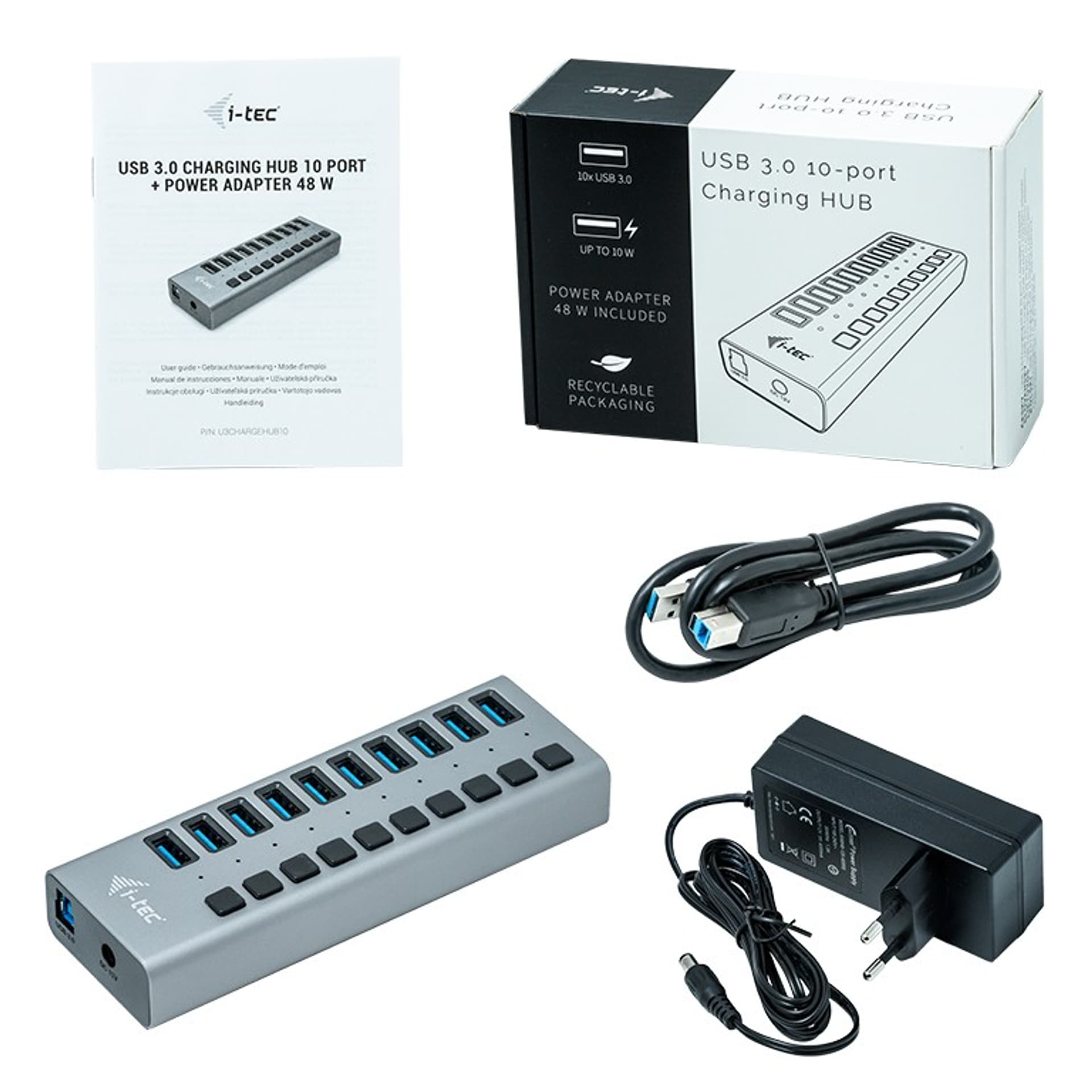 

Hub USB3.0 z ładowaniem, 10 portów