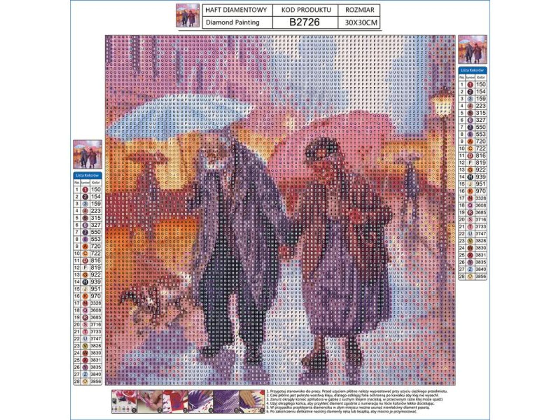 

Haft Diamentowy, Obraz, Mozaika Diamentowa Diamond Painting, SPACER W DESZCZU 30x30cm