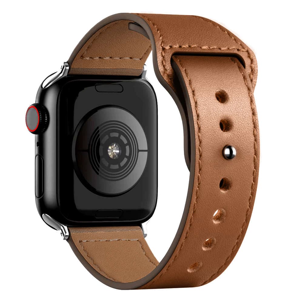 

Pasek Alogy Leather Strap Band skóra do Apple Watch 4/5/6/7/8/SE/ULTRA (42/44/45/49mm) Brown, 42/44/45/49mm) brow