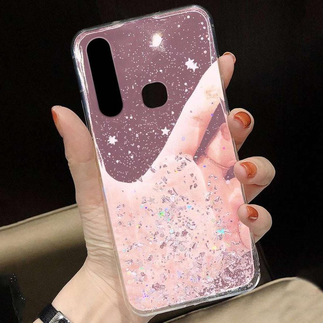 

Etui IPHONE 14 Brokat Cekiny Glue Glitter Case różowe