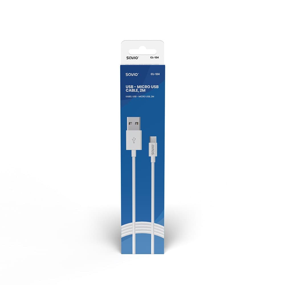 

Kabel SAVIO CL-124 (Micro USB - USB 2.0 typu A ; 2m; kolor biały)