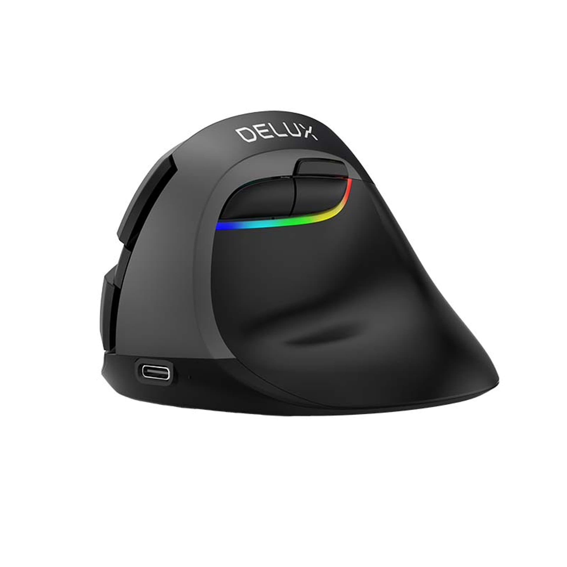 

Bezprzewodowa mysz pionowa Delux M618Mini BT+2.4G RGB 4000DPI (czarna)