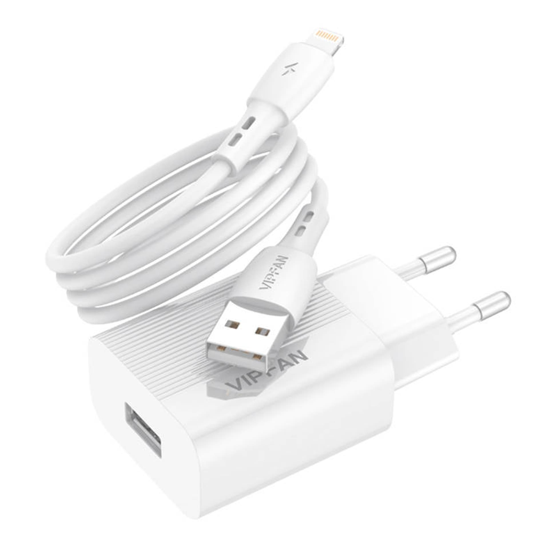 

Ładowarka sieciowa Vipfan E01, 1x USB, 2.4A + kabel Lightning (biała)