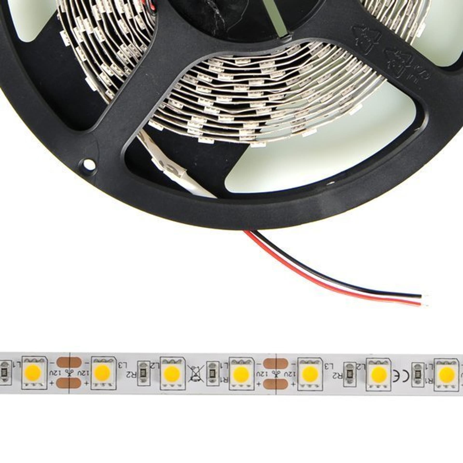 

Whitenergy Taśma LED 5m 60szt/m SMD5050 14.4W/m 12V IP20 10mm ciepła biała bez konektora