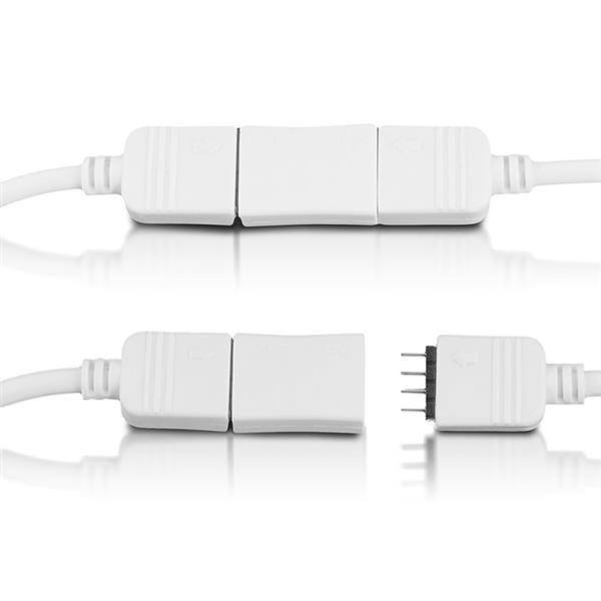 

Złączka do taśm LED | RGB | dwustronna | IP20 | biała | 2 szt | 2 x 4 pin żeński |