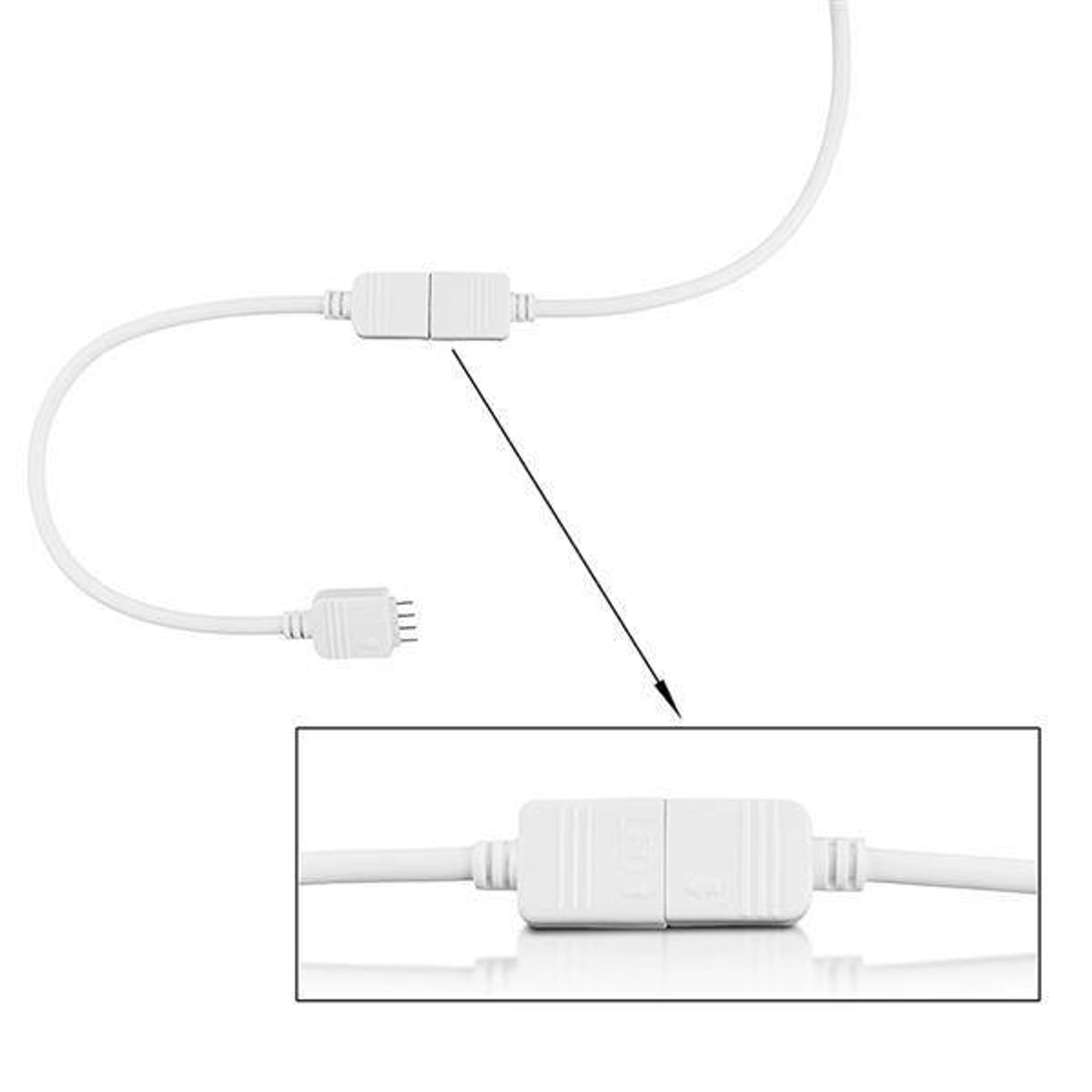 

Złączka do taśm LED z kablem | RGB | dwustronna | IP20 | biała | 2 szt | 2 x 4 pin męski | 15 cm