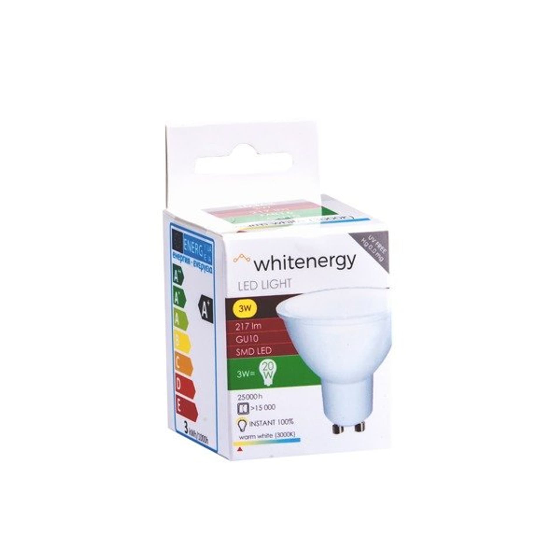 

Whitenergy Żarówka LED MR16 GU10 3W 217lm Ciepła biała Mleczna