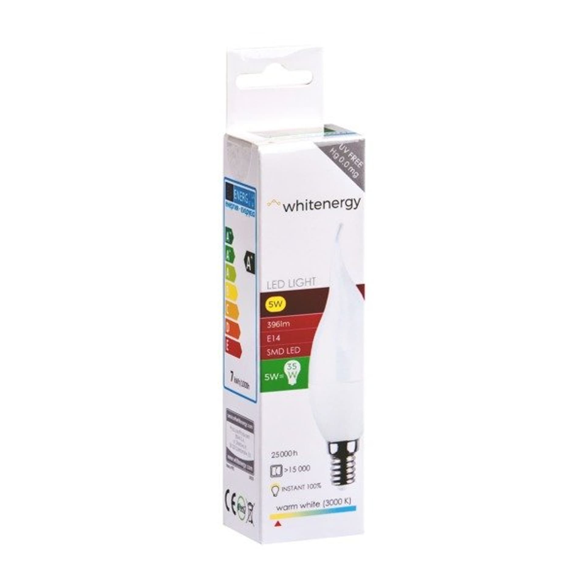 

Whitenergy Żarówka LED C37L E14 5W 396lm Ciepła biała Mleczna