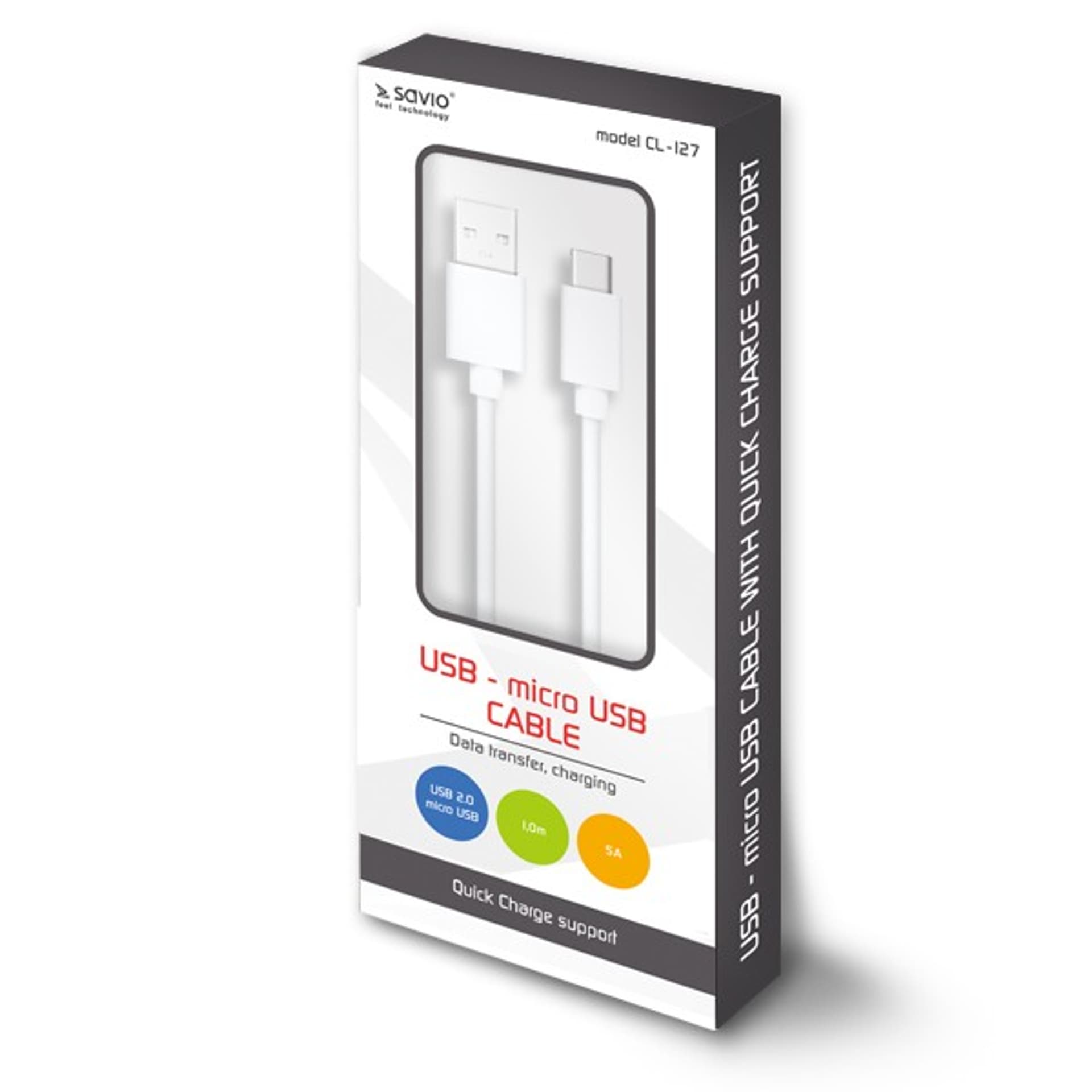 

Kabel USB - micro USB Quick Charge, 5A, 1m SAVIO CL-127