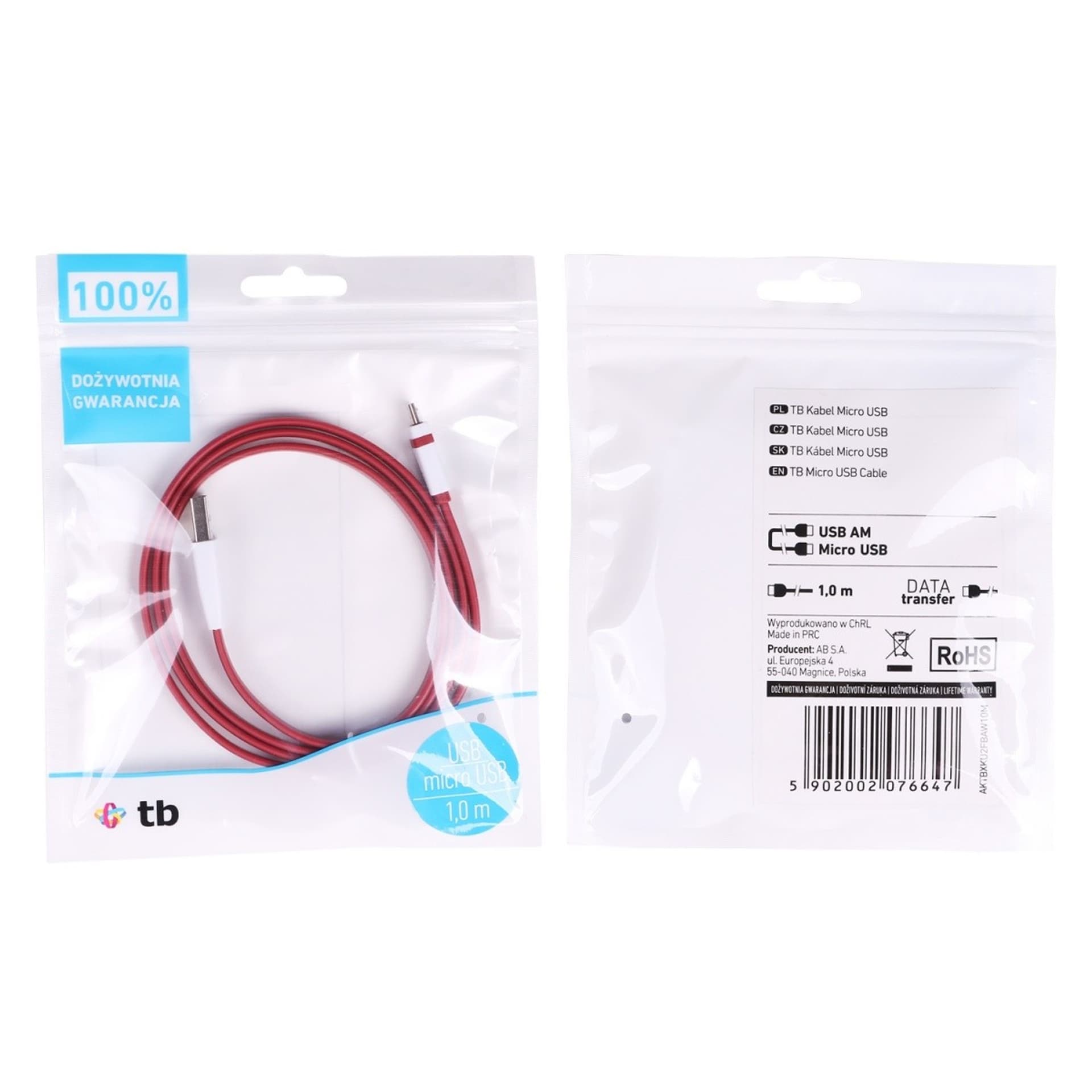 

Kabel USB-Micro USB 1m burgundowy