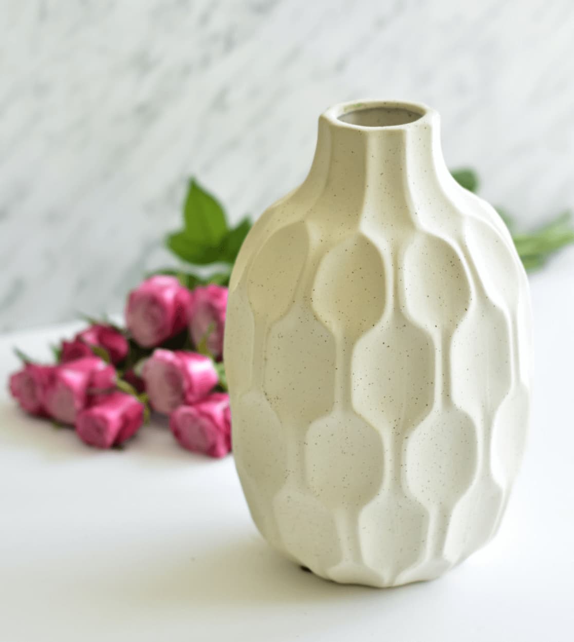 

Wazon ceramiczny ornament biały 26cm
