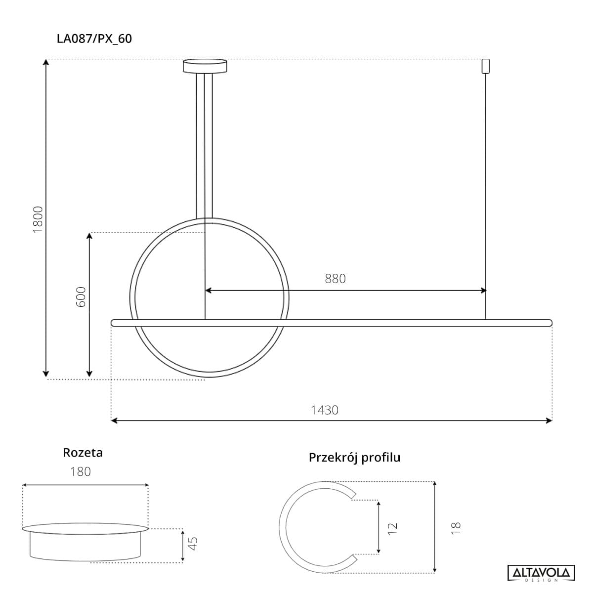 

Lampa wisząca LINEA No.2 Φ60 cm czarna 3k Altavola Design (Barwa światła delikatnie ciepła, Kolor Czarny, Możliwość ściemniania nie)
