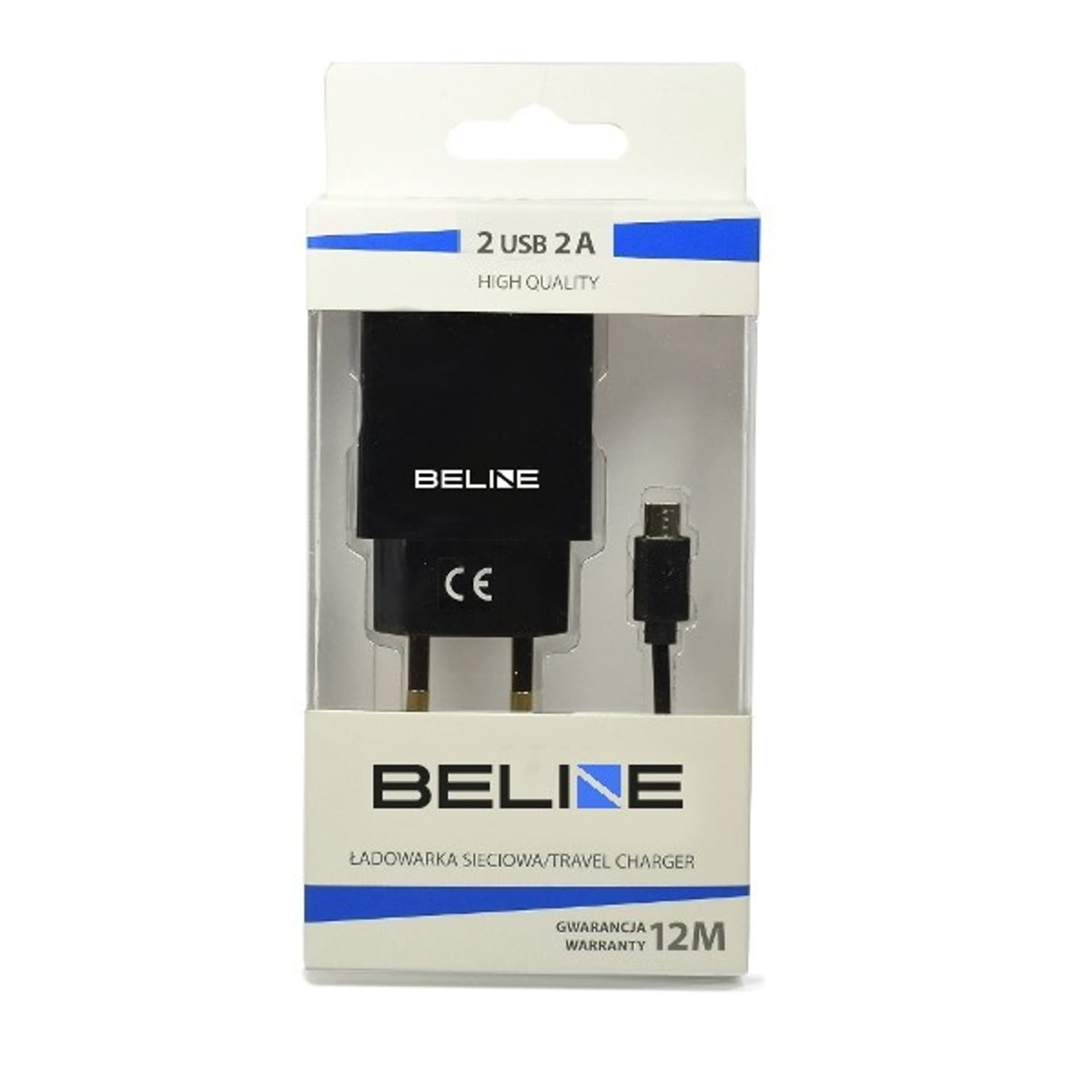 

Ład. siec. Beline 2xUSB + microUSB 2A czarna/black